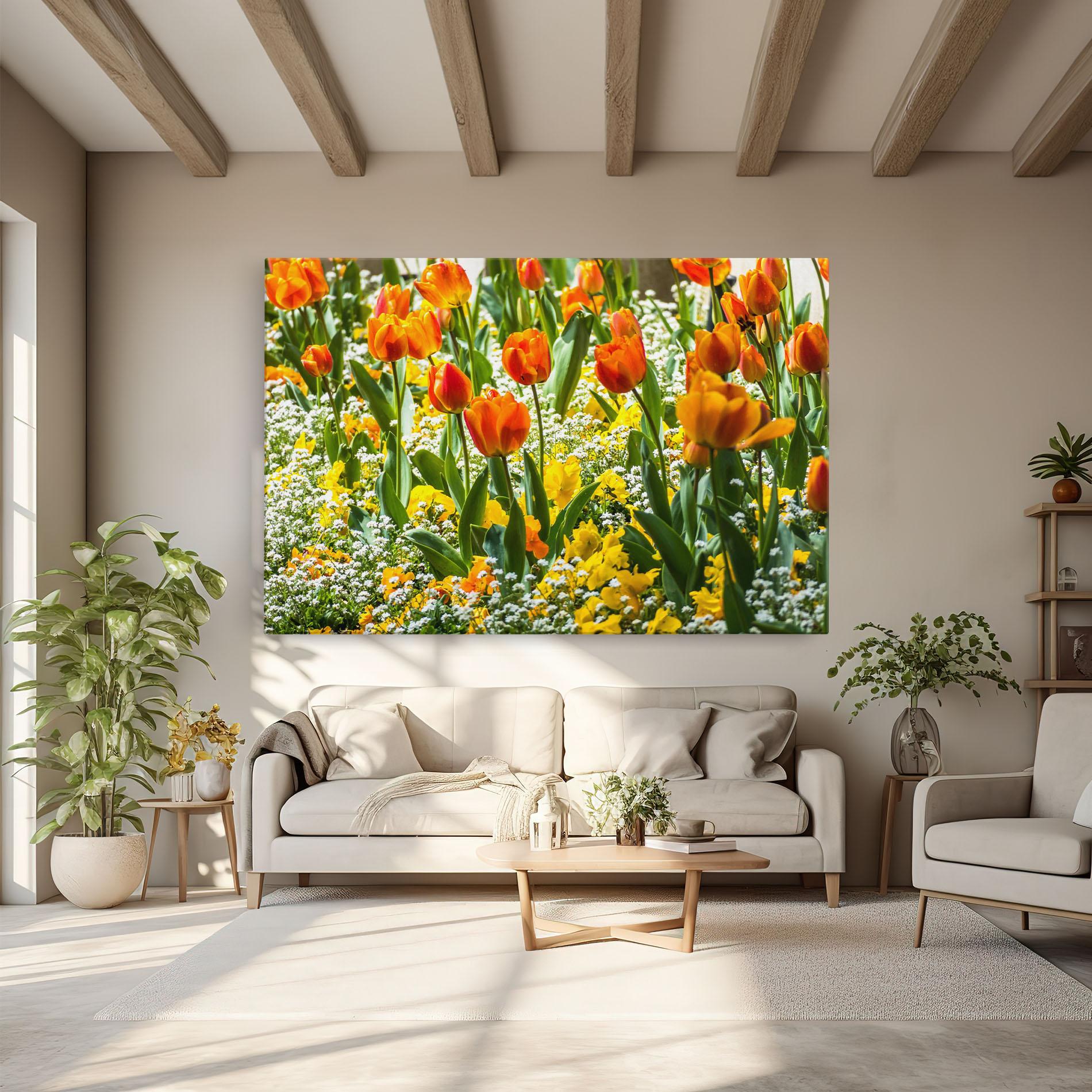 Tablou Canvas Colorful Tulips Garden mockup 6
