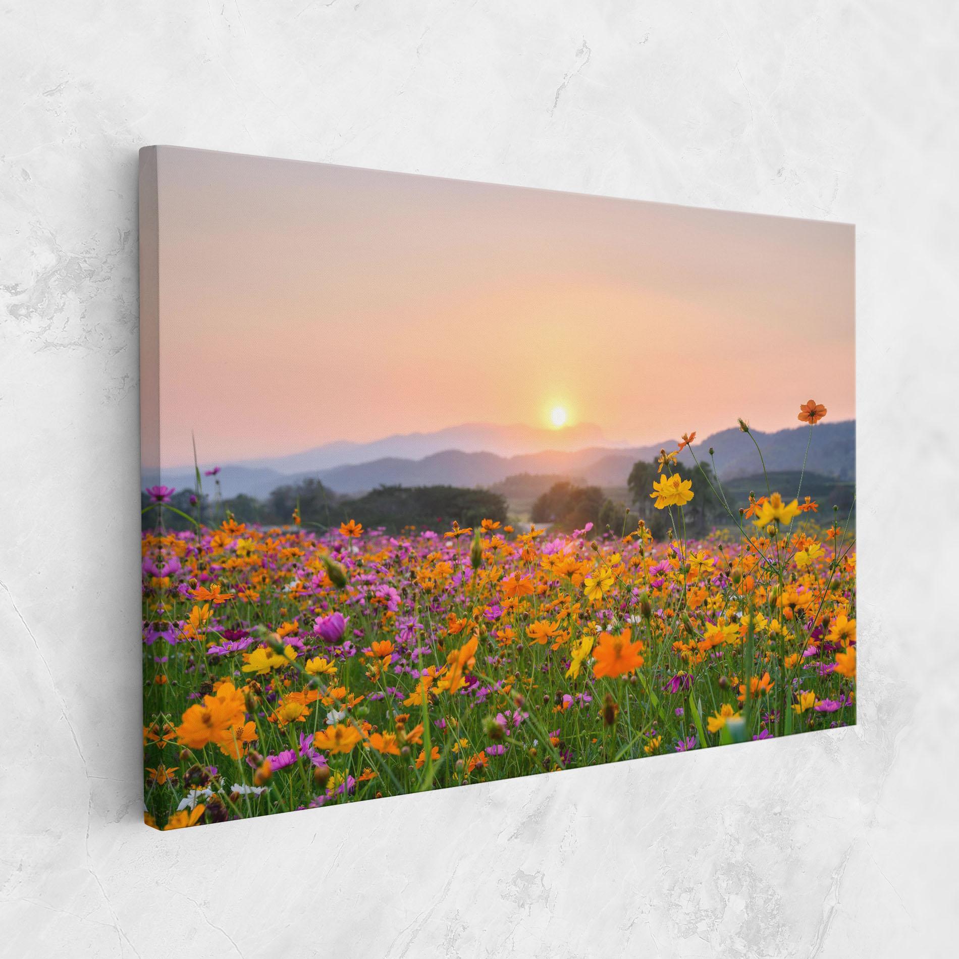 Tablou Canvas Sunset Mountain Flowerf mockup 1
