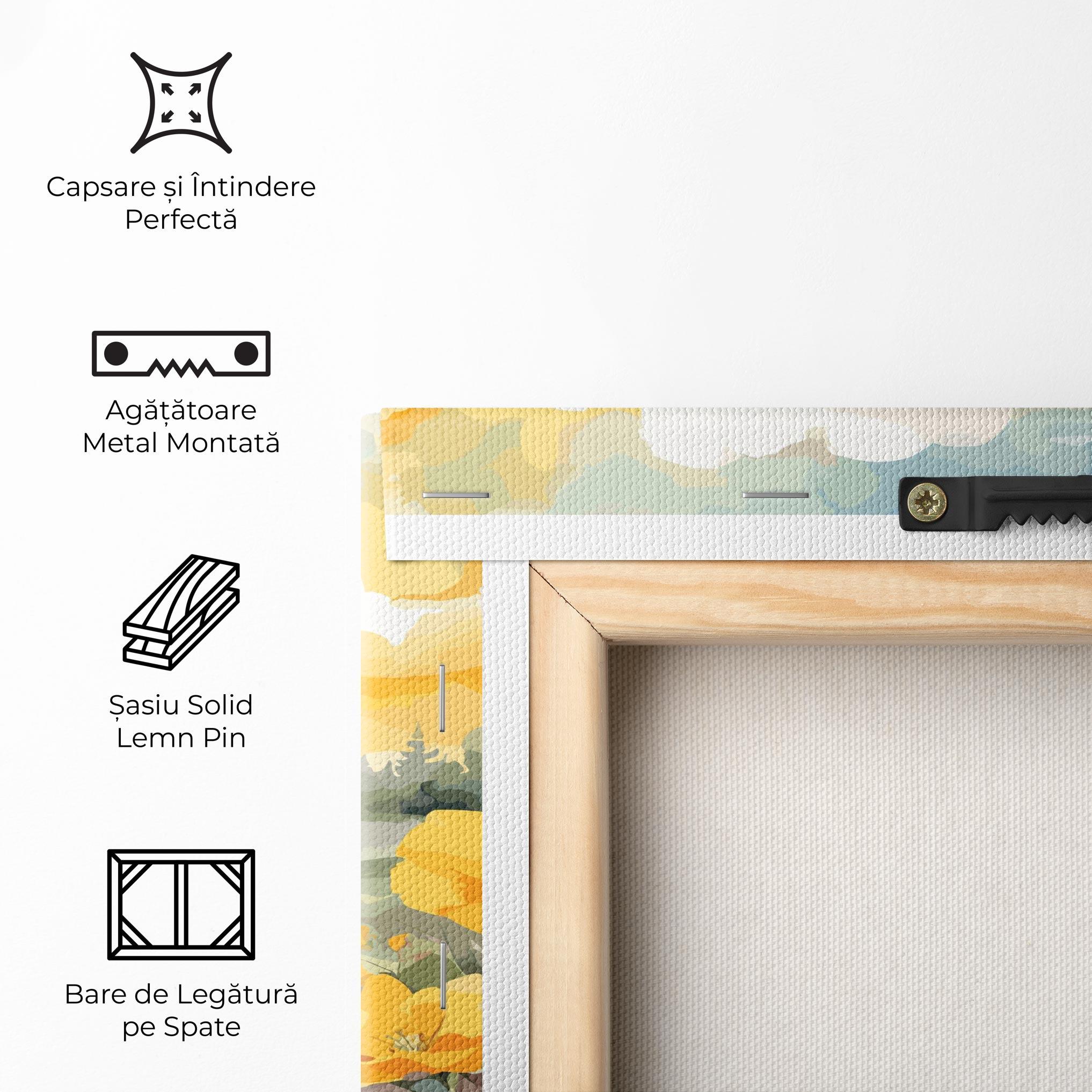 Tablou Canvas Vector_nature_landscape_with_beautiful_yellow_flowers_watercolor mockup 5