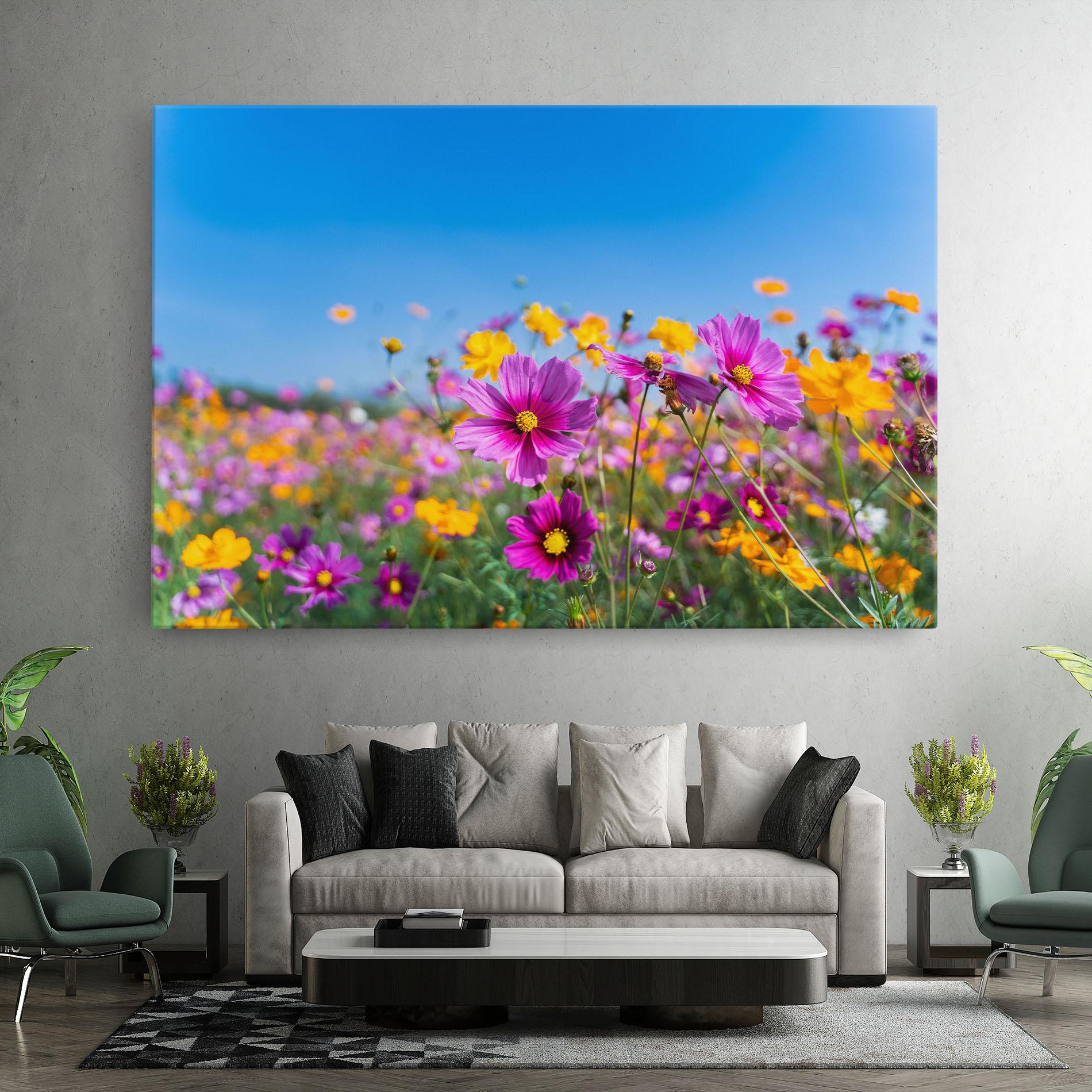 Tablou Canvas Cosmos Flowers Grassland mockup 7