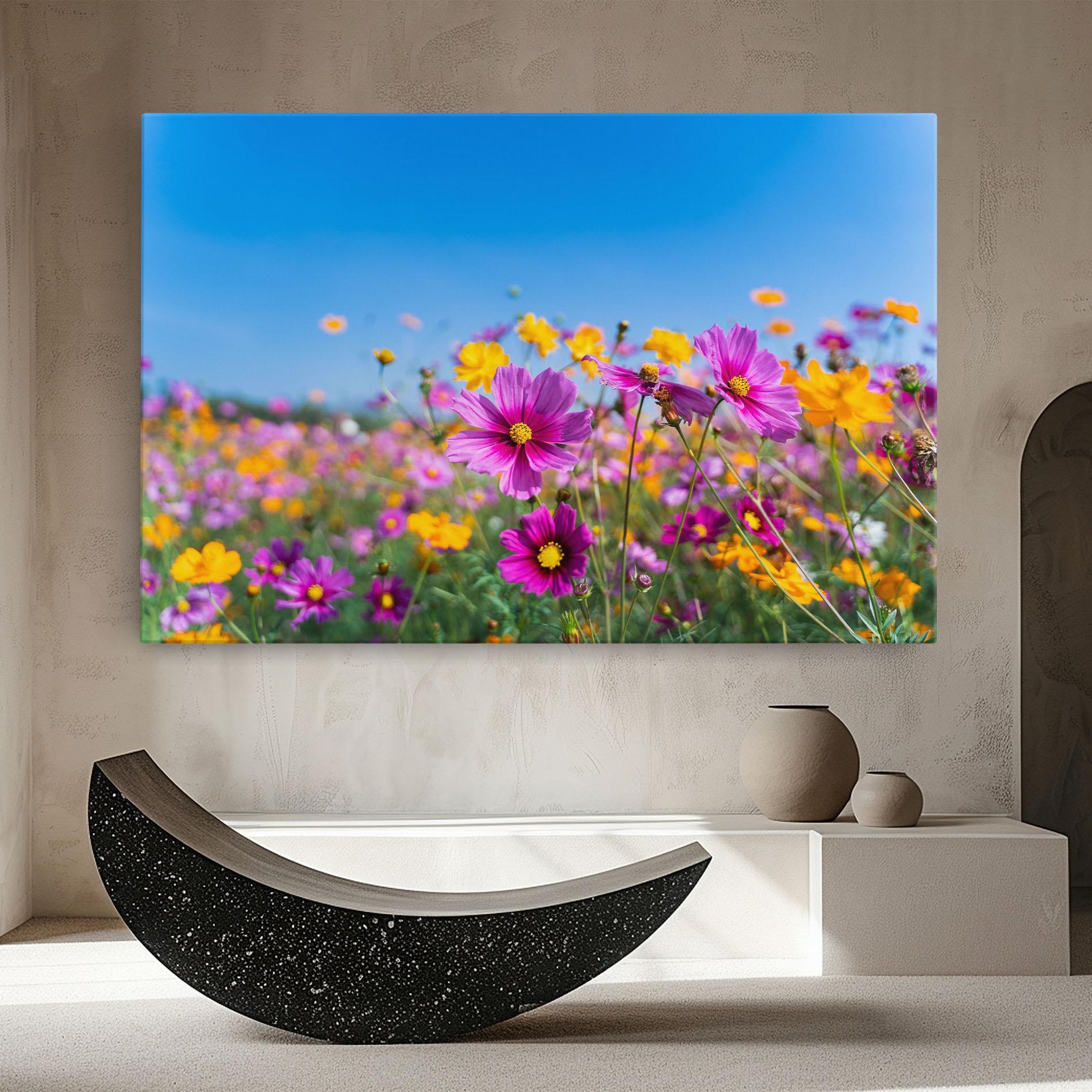 Tablou Canvas Cosmos Flowers Grassland mockup 8