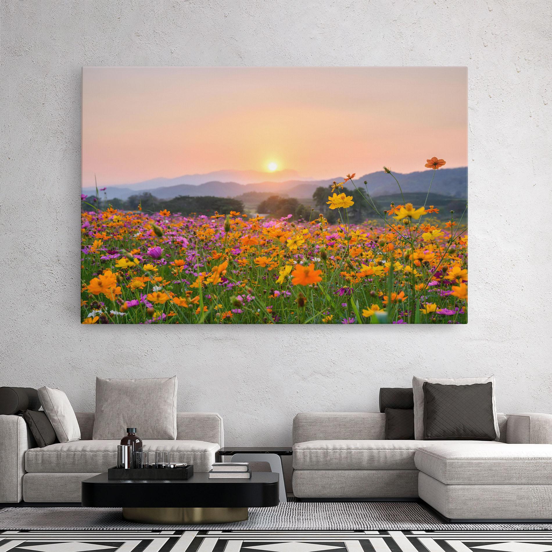 Tablou Canvas Sunset Mountain Flowerf mockup 2