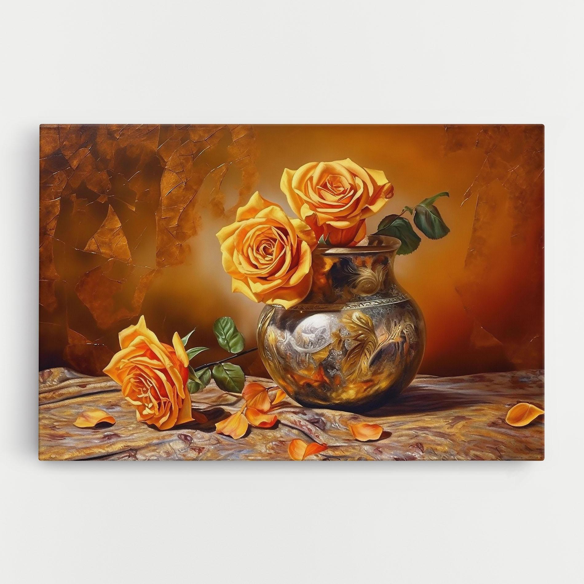 Tablou Canvas Orange Roses Vase mockup 0