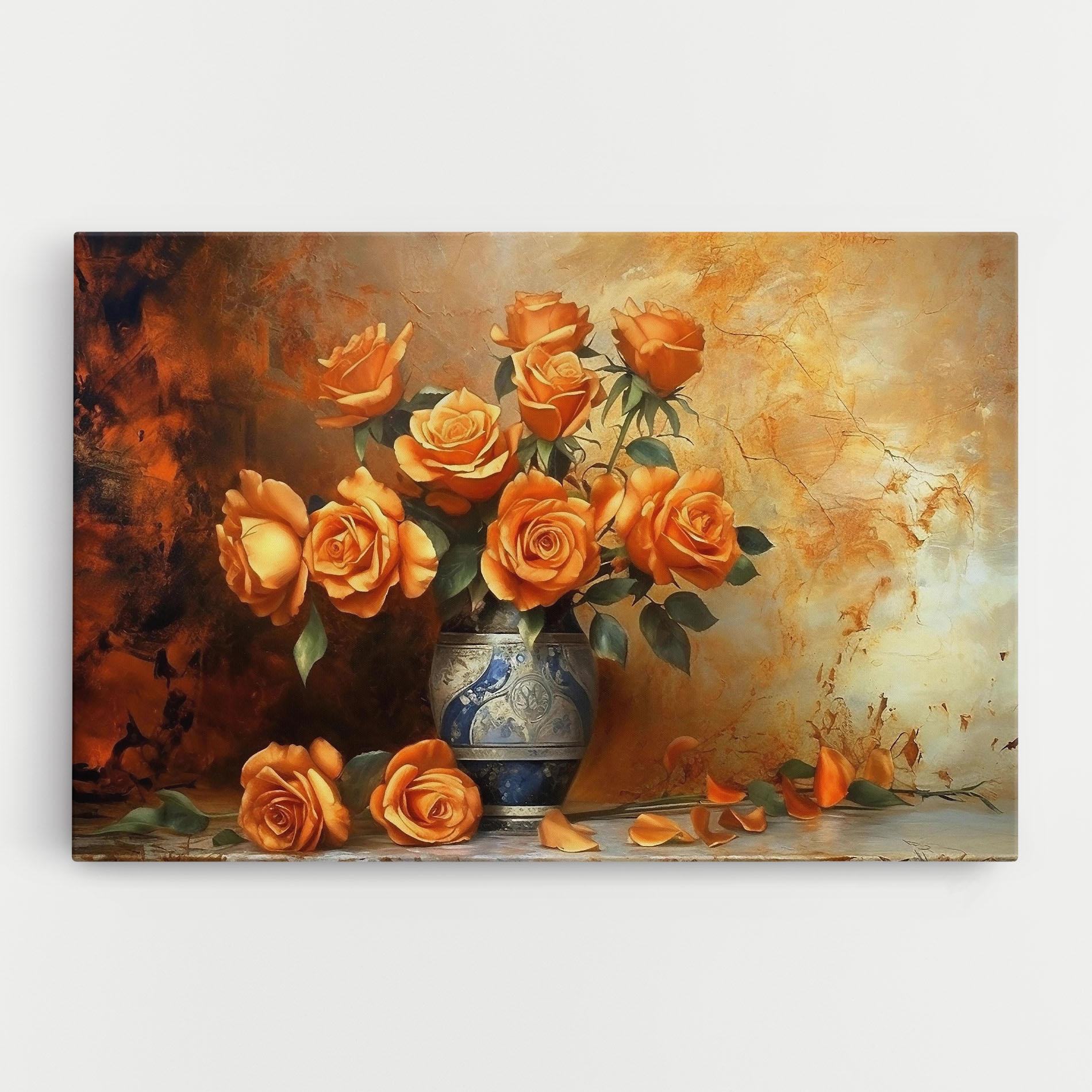 Tablou Canvas Pretty Orange Rose Vase mockup 0