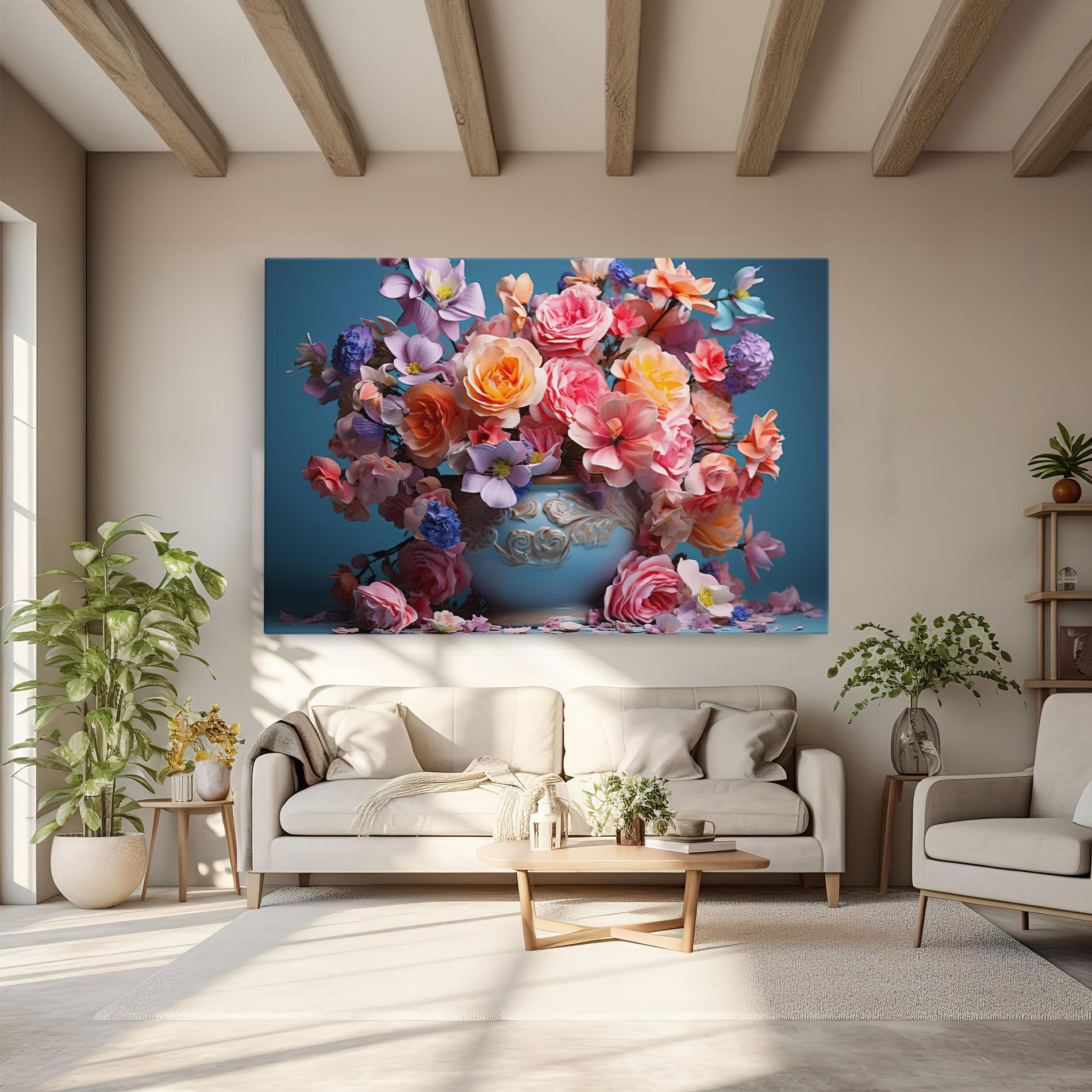 Tablou Canvas Blue Vase Flowers mockup 6