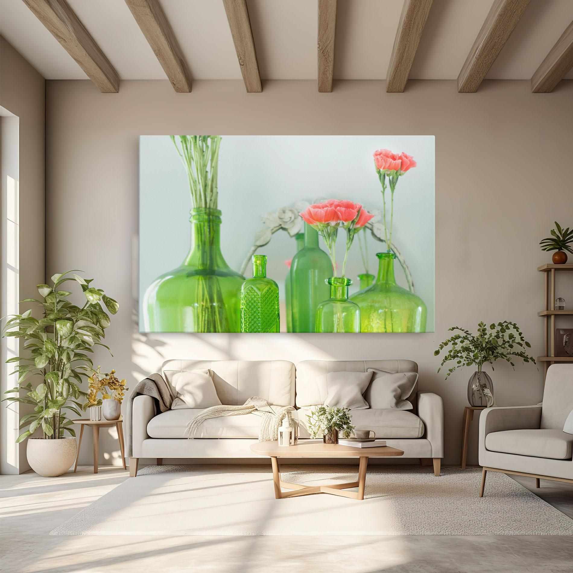 Tablou Canvas Green Vase Flowers mockup 6