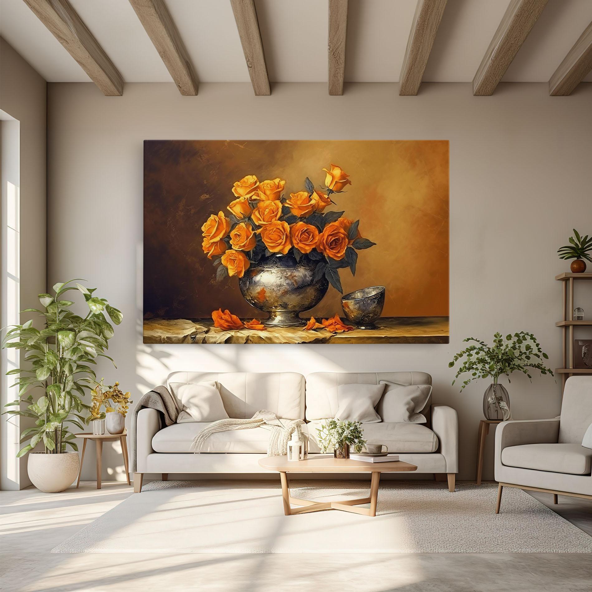 Tablou Canvas Orange Rose Vase mockup 6