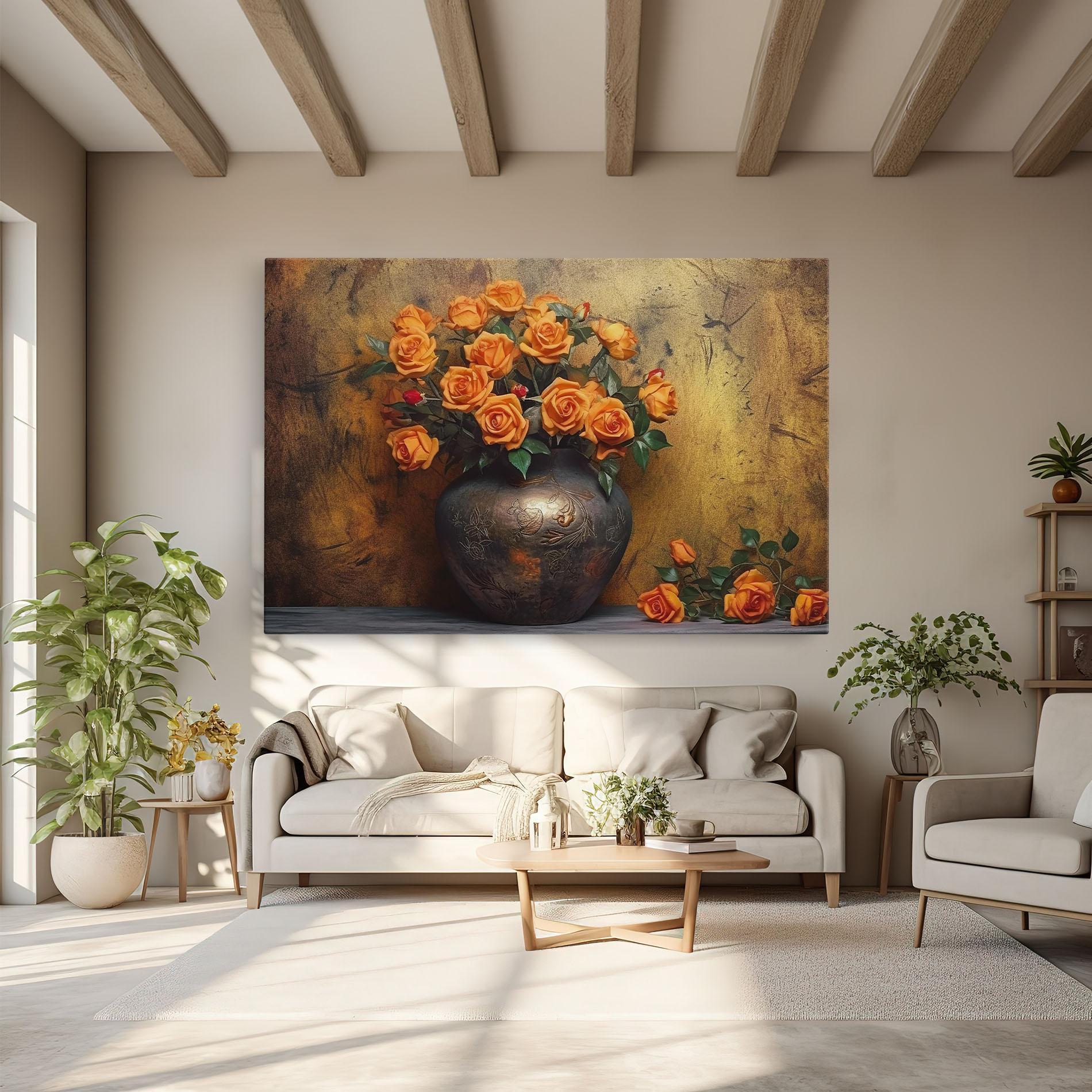 Tablou Canvas Orange Vintage Vase mockup 6