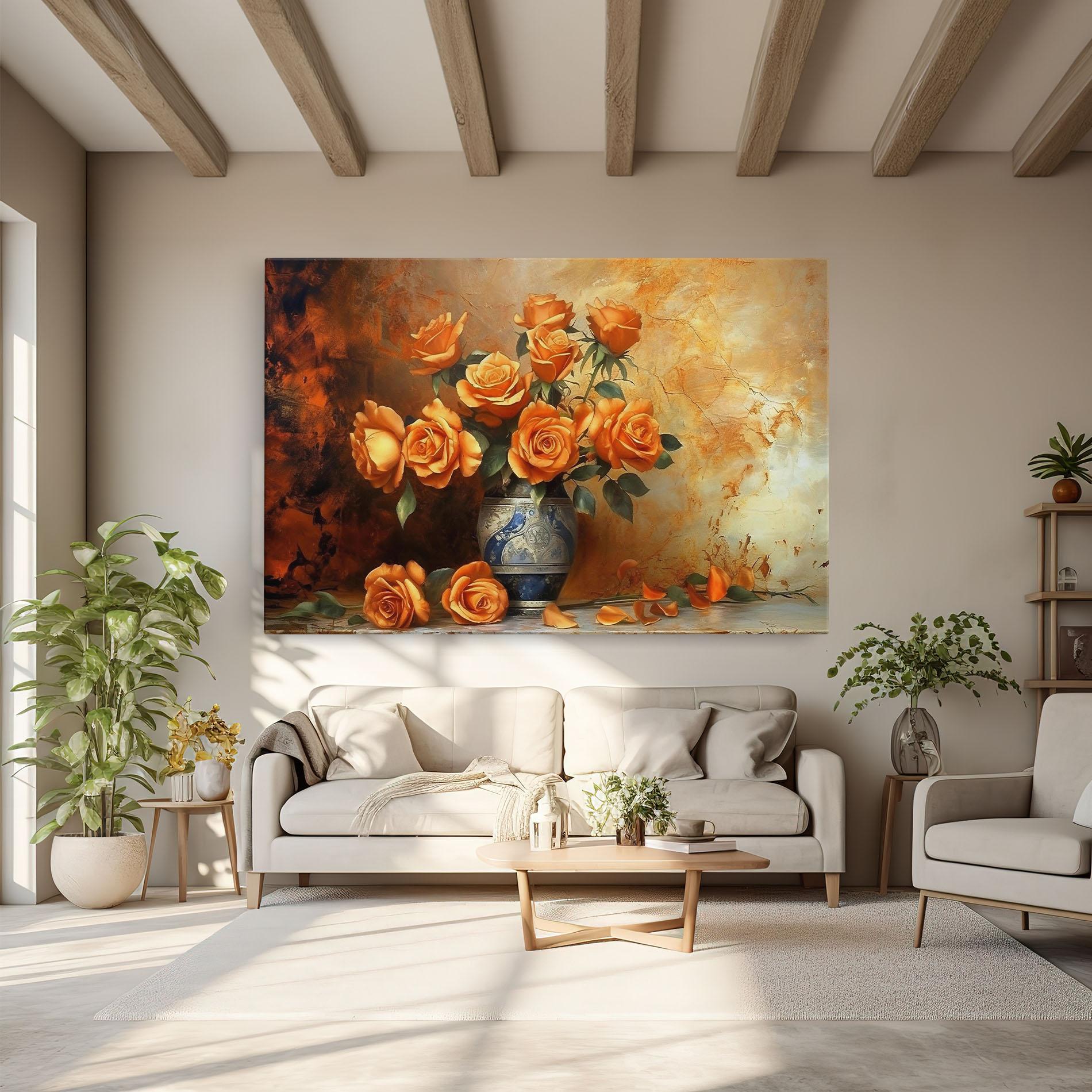 Tablou Canvas Pretty Orange Rose Vase mockup 6