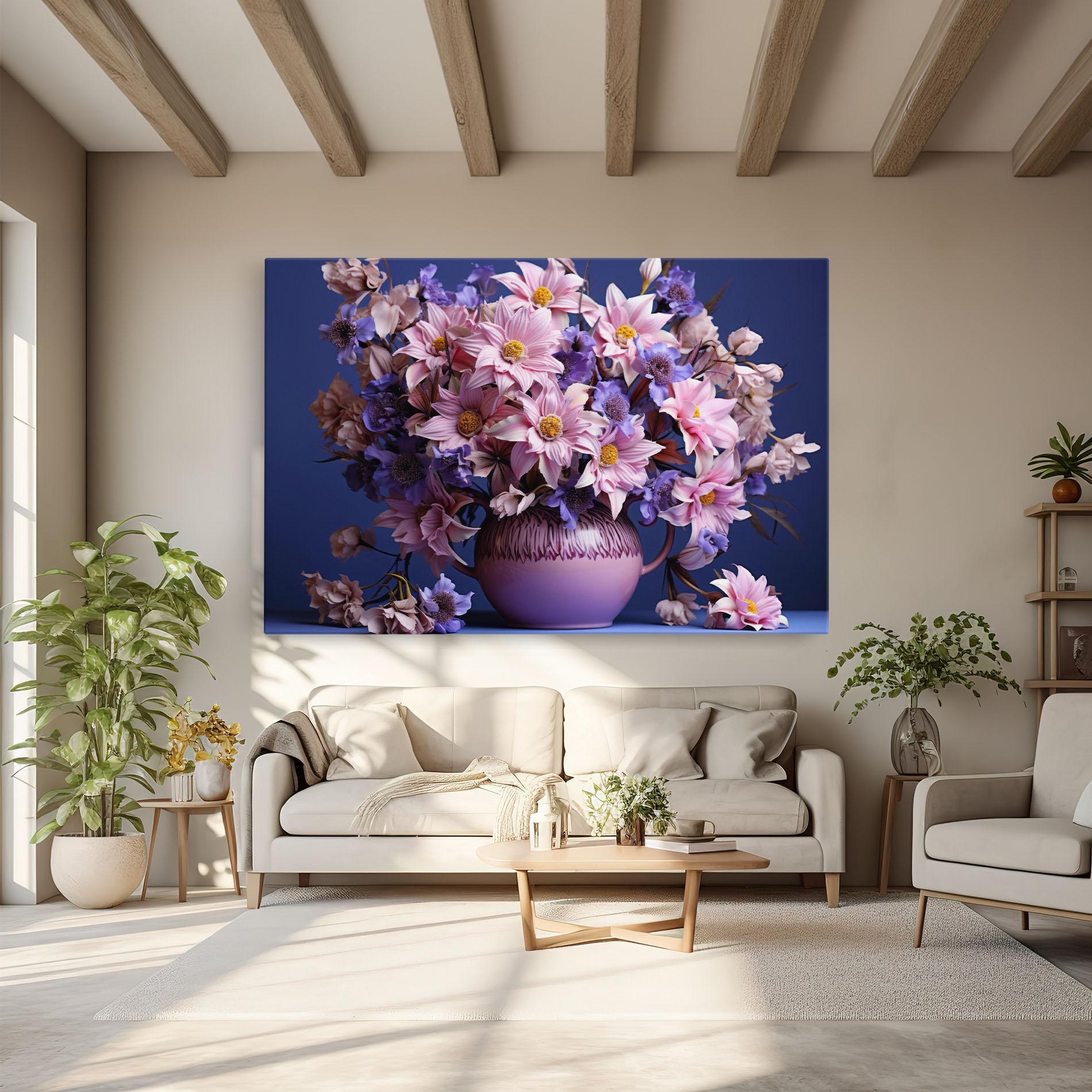 Tablou Canvas Purple Vase Flowers mockup 6