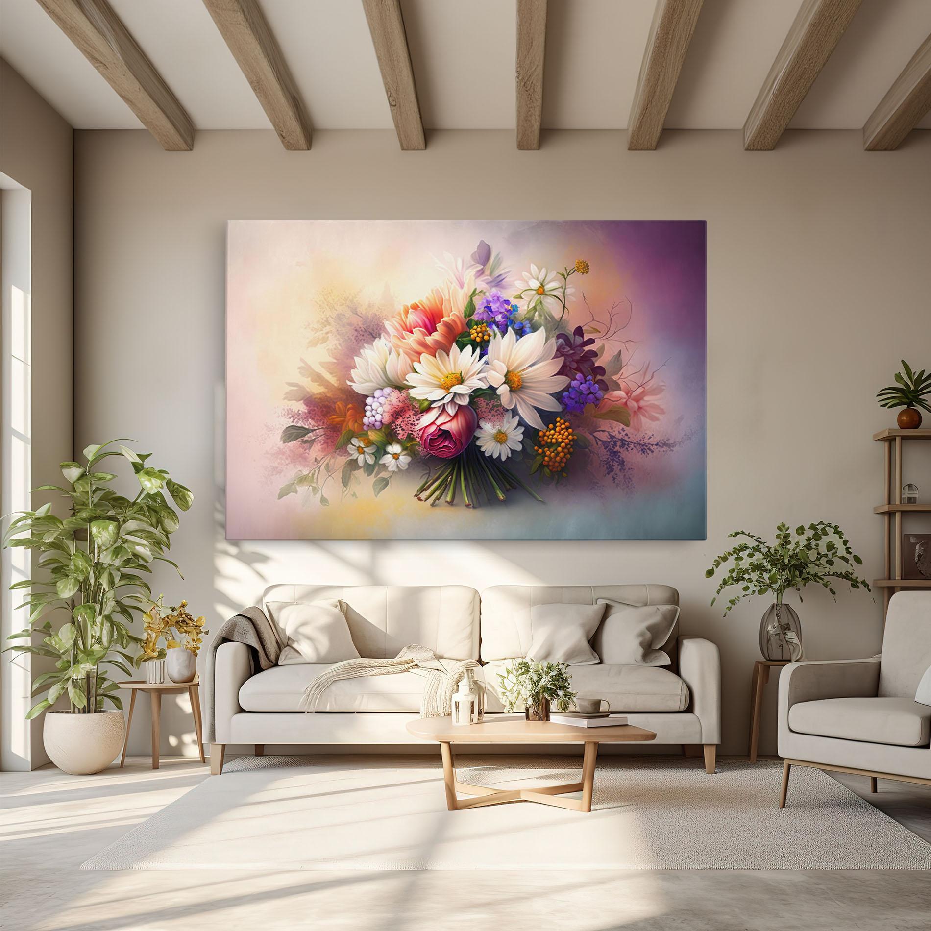 Tablou Canvas Vecteezy_ai Generated Bouquet Of Fresh Spring Flowers On Light_23373362_865 mockup 6