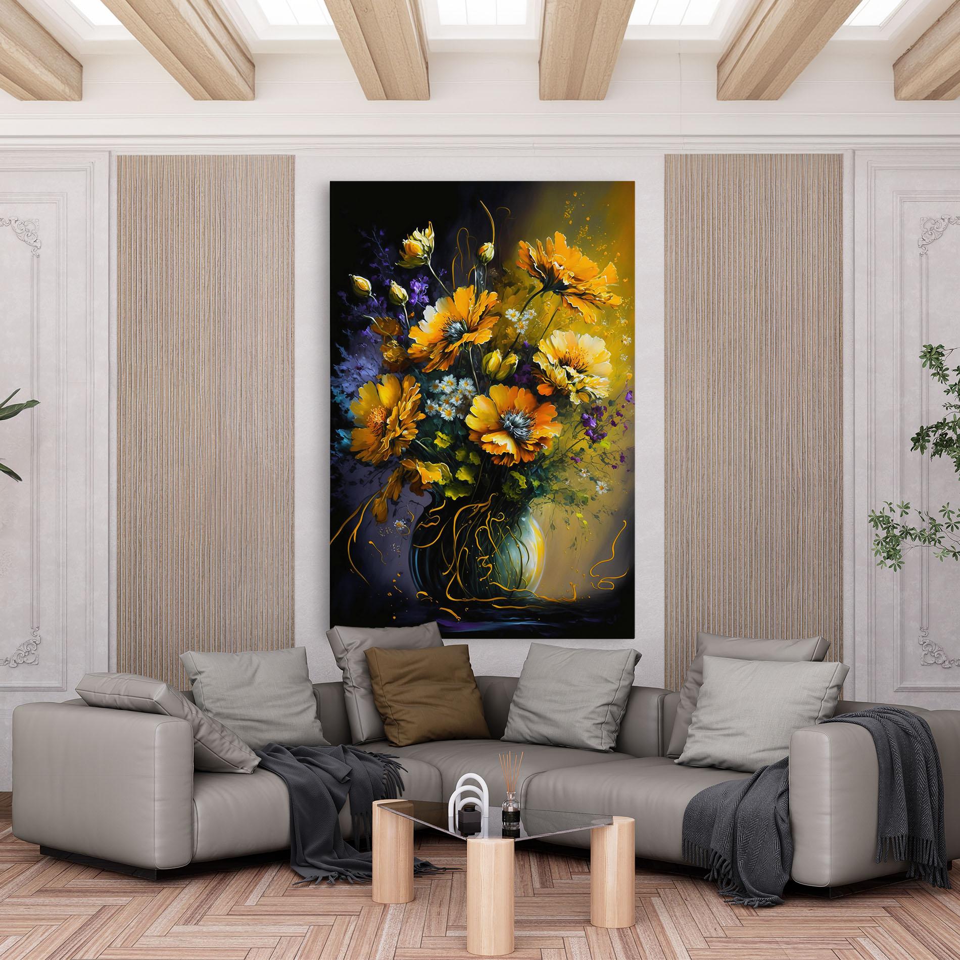 Tablou Canvas Yellow Flower Art Vase mockup 6