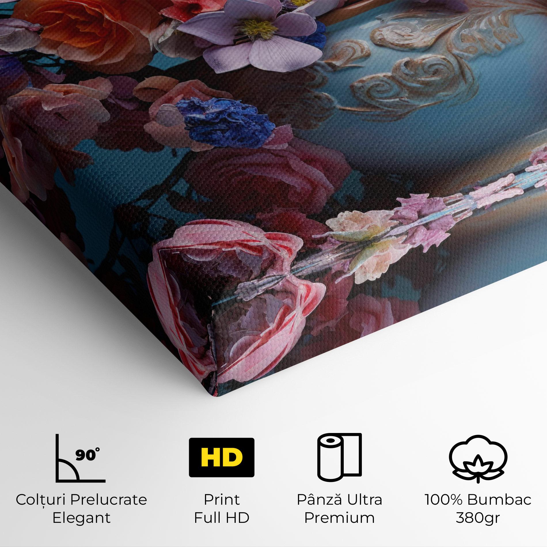 Tablou Canvas Blue Vase Flowers mockup 4