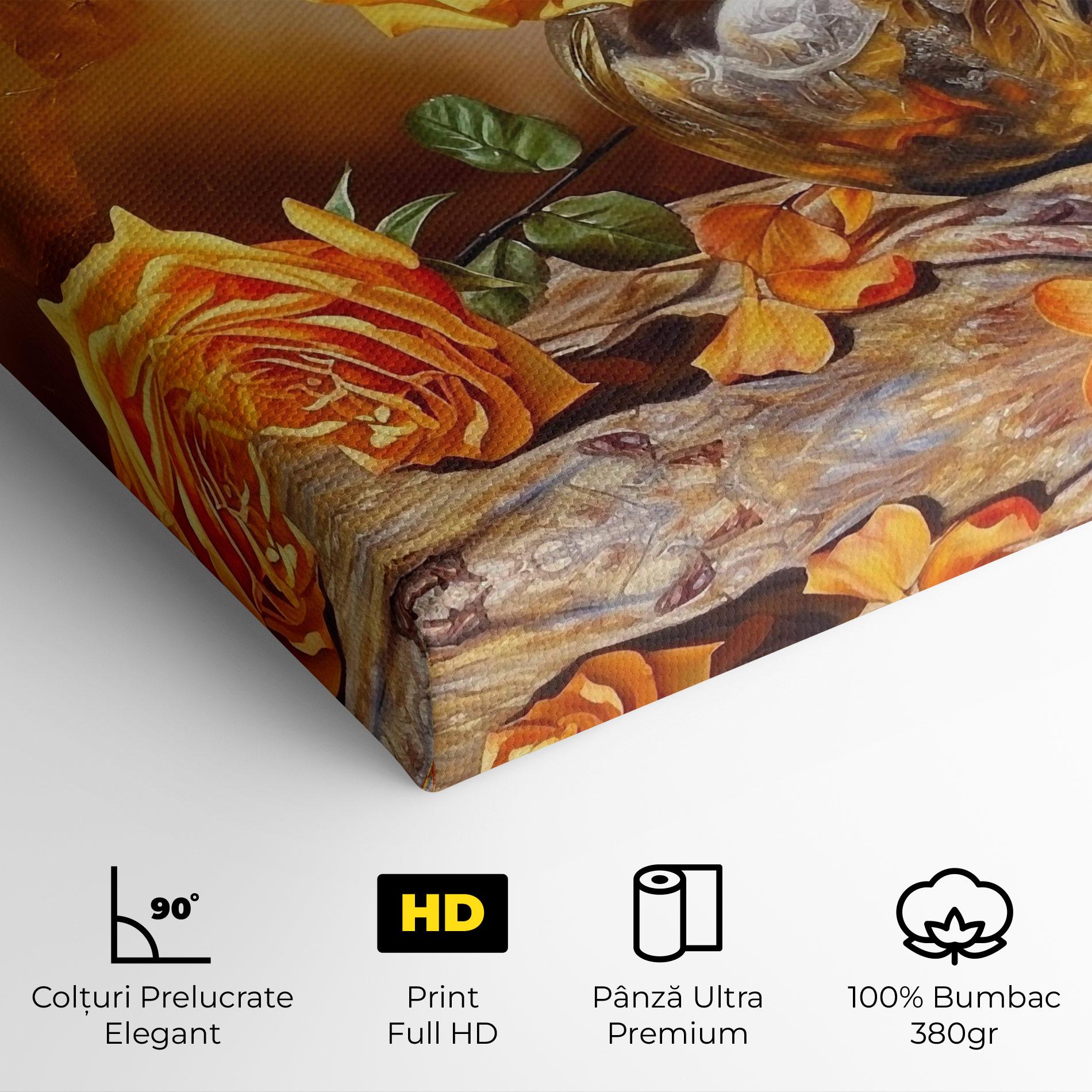 Tablou Canvas Orange Roses Vase mockup 4