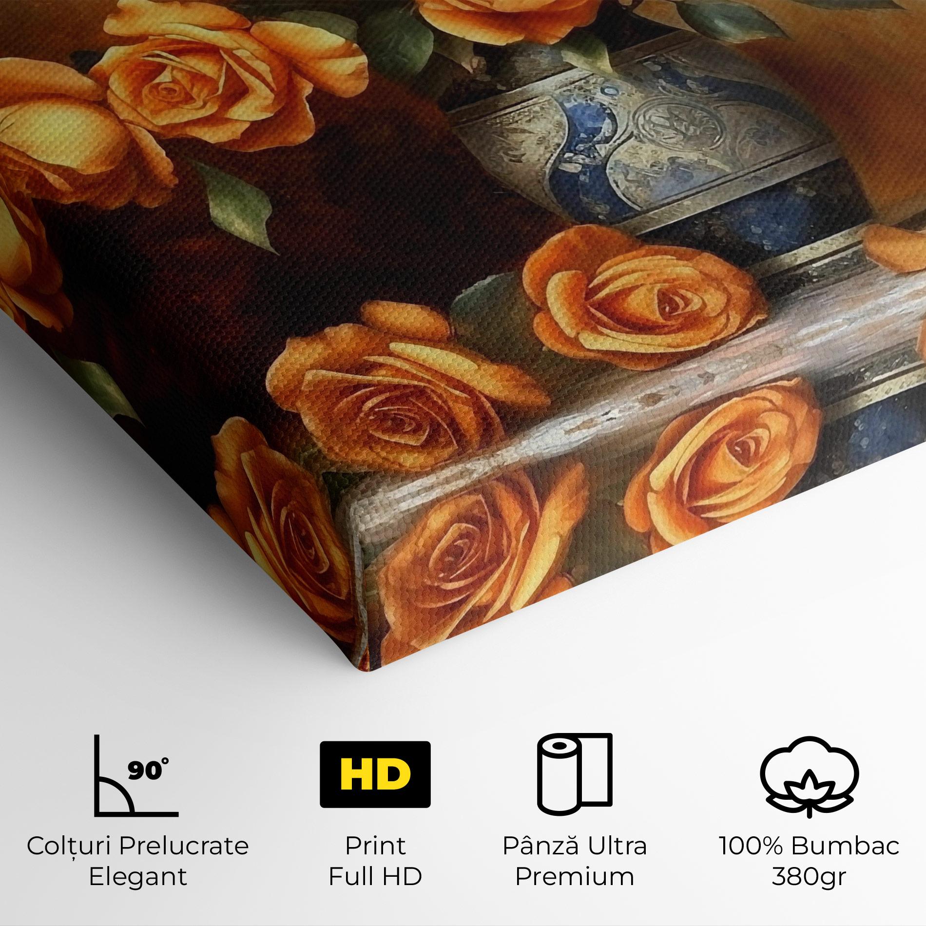 Tablou Canvas Pretty Orange Rose Vase mockup 4