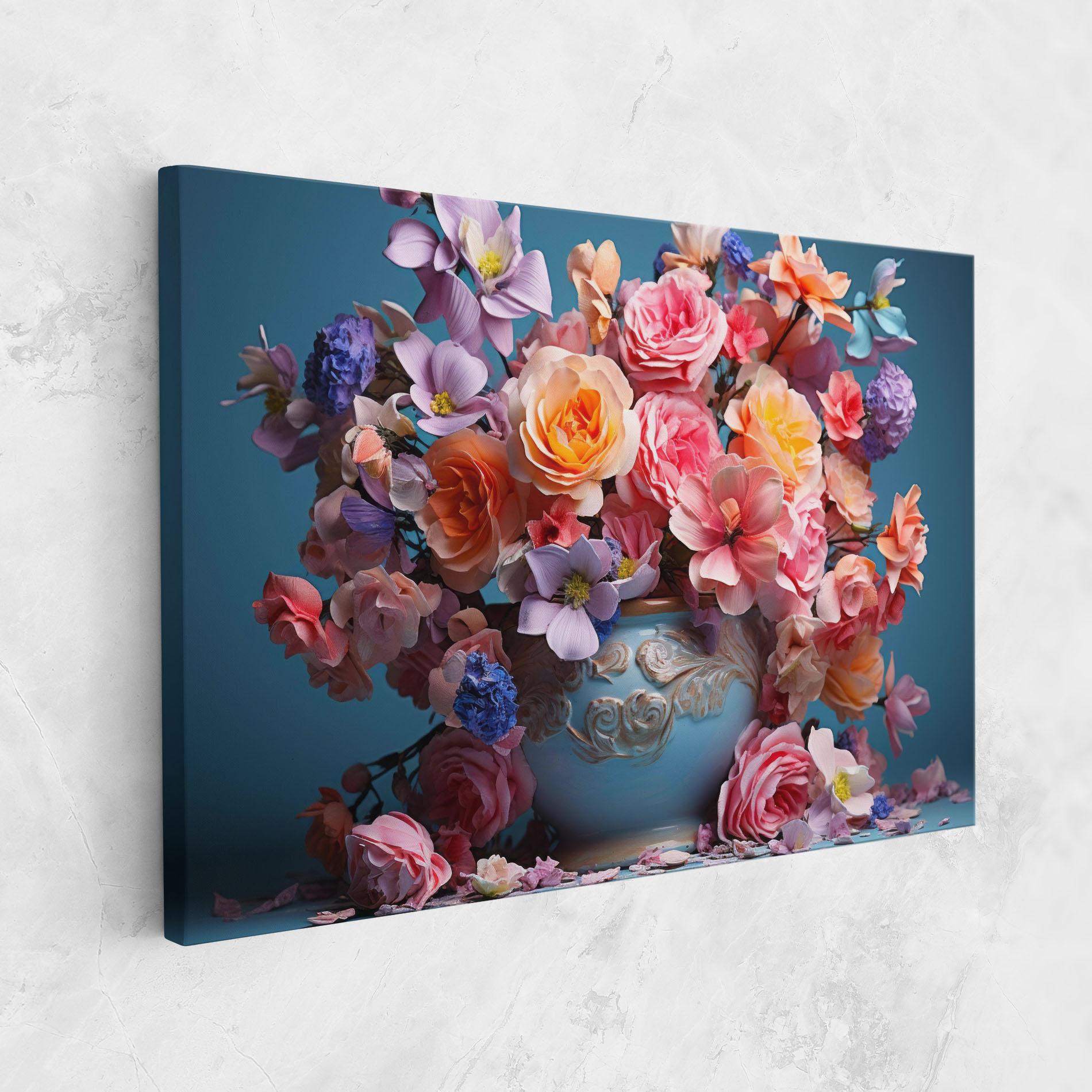 Tablou Canvas Blue Vase Flowers mockup 1