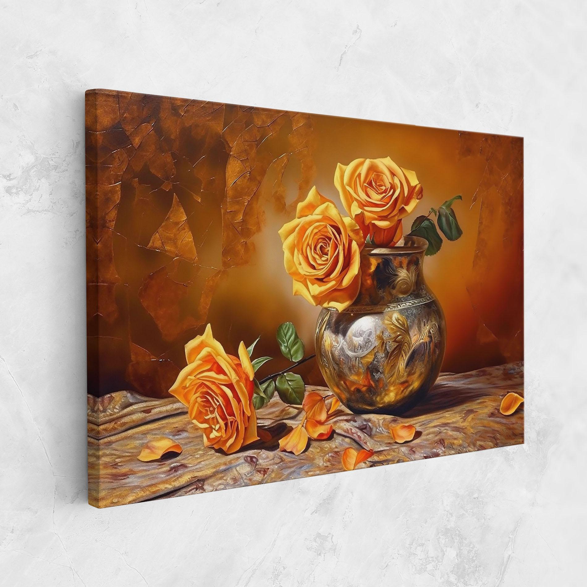 Tablou Canvas Orange Roses Vase mockup 1