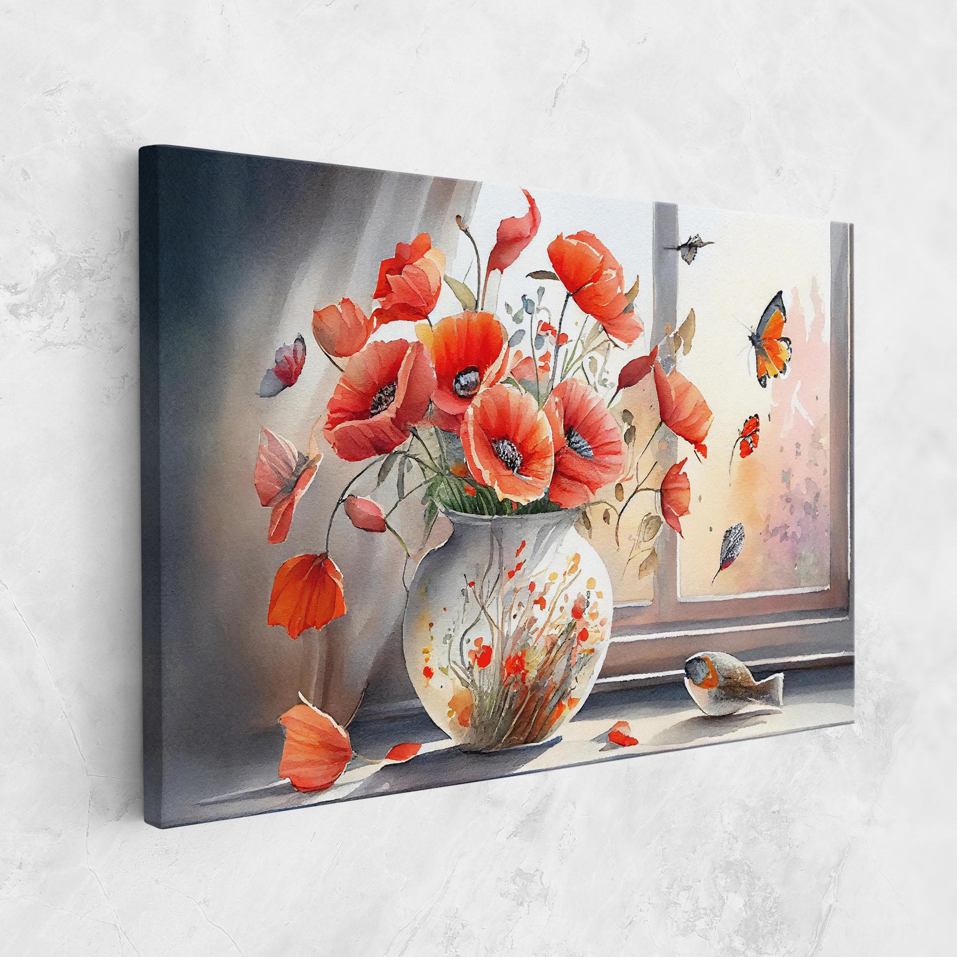 Tablou Canvas Poppies Vase mockup 1