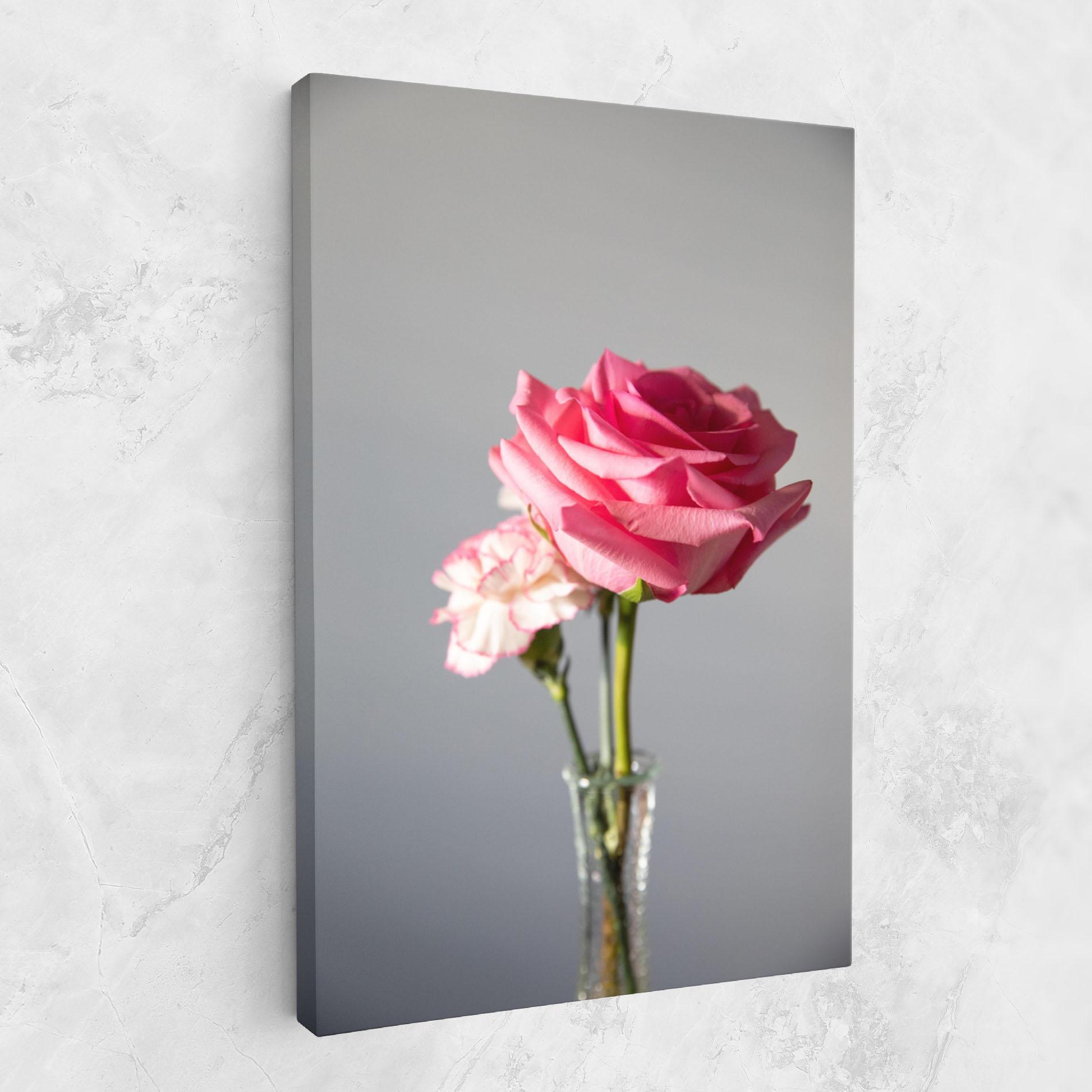 Tablou Canvas Big Pink Rose Vase mockup 1