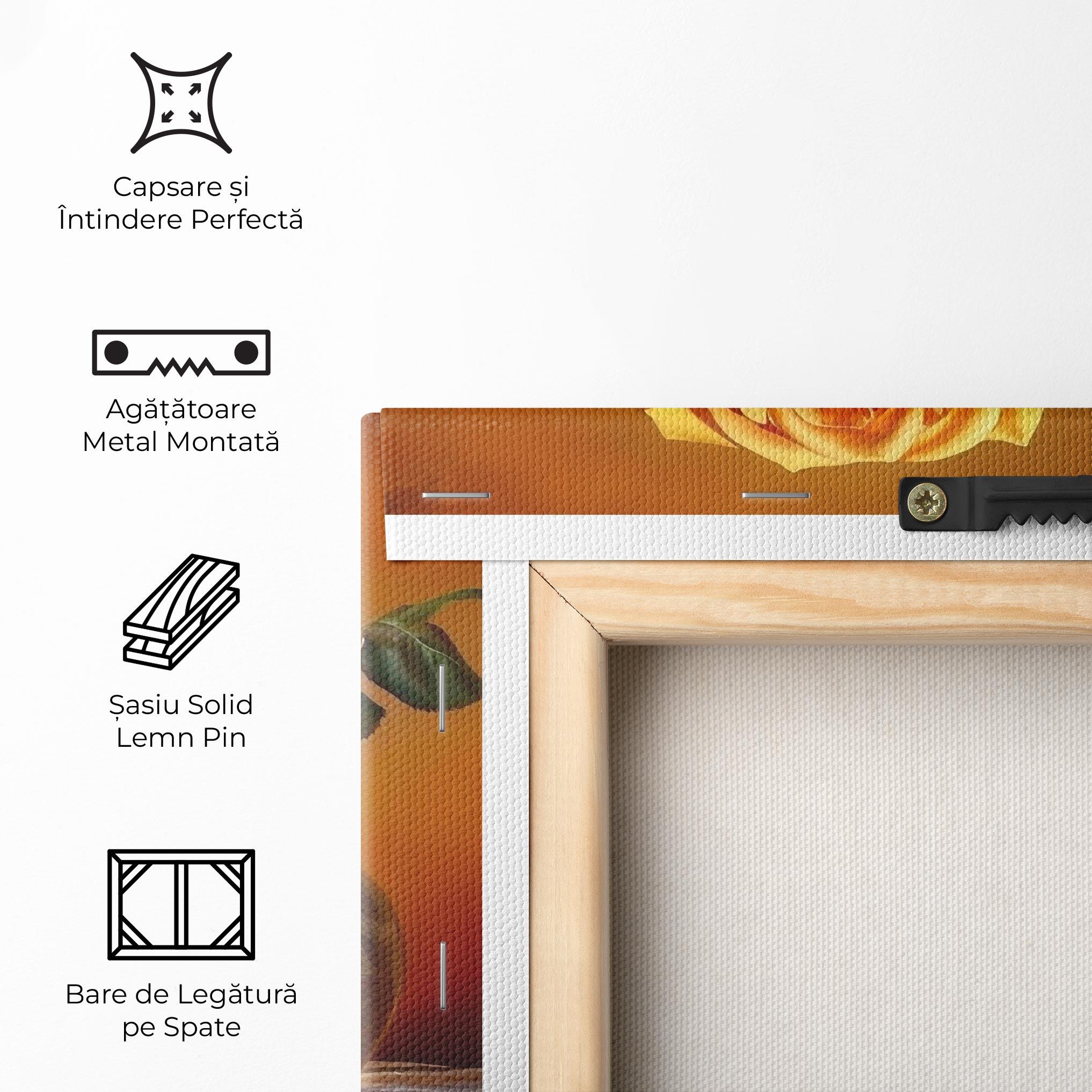 Tablou Canvas Orange Roses Vase mockup 5