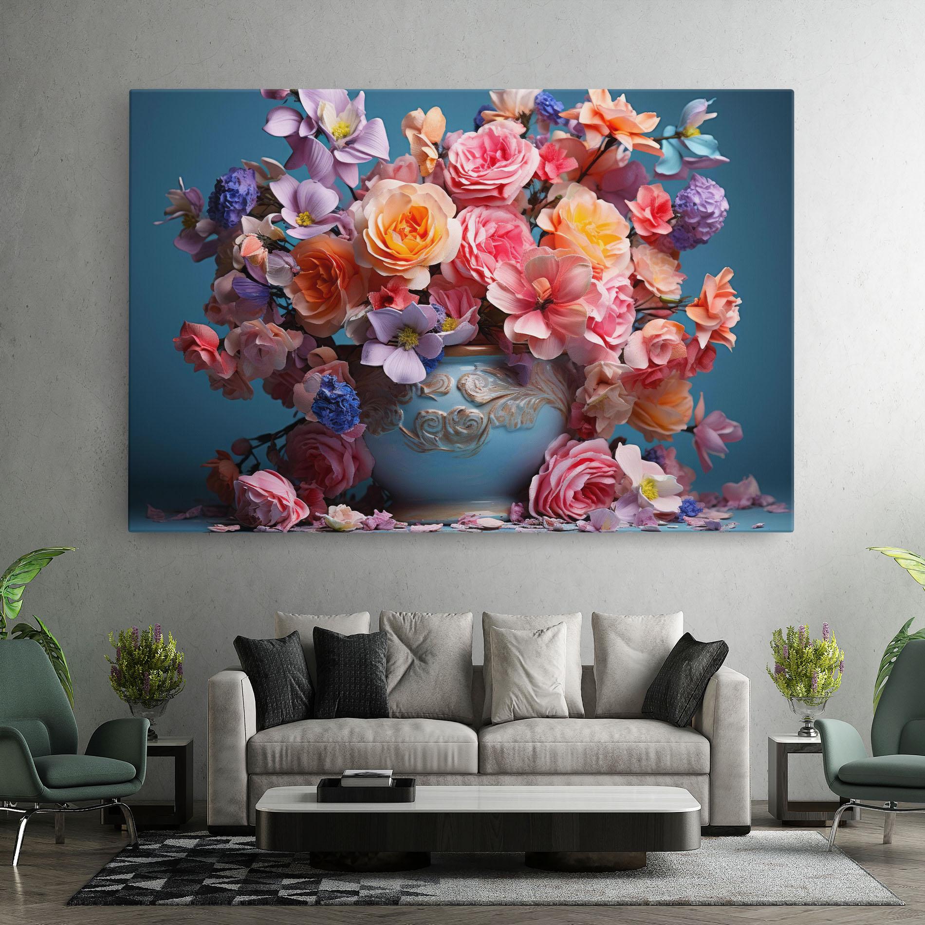 Tablou Canvas Blue Vase Flowers mockup 7