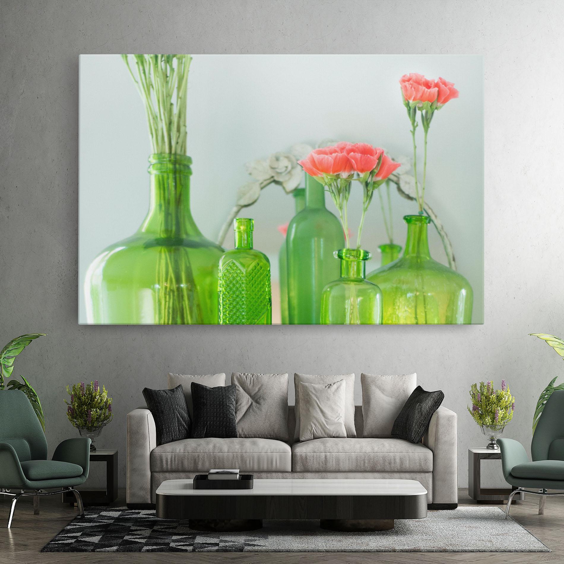 Tablou Canvas Green Vase Flowers mockup 7