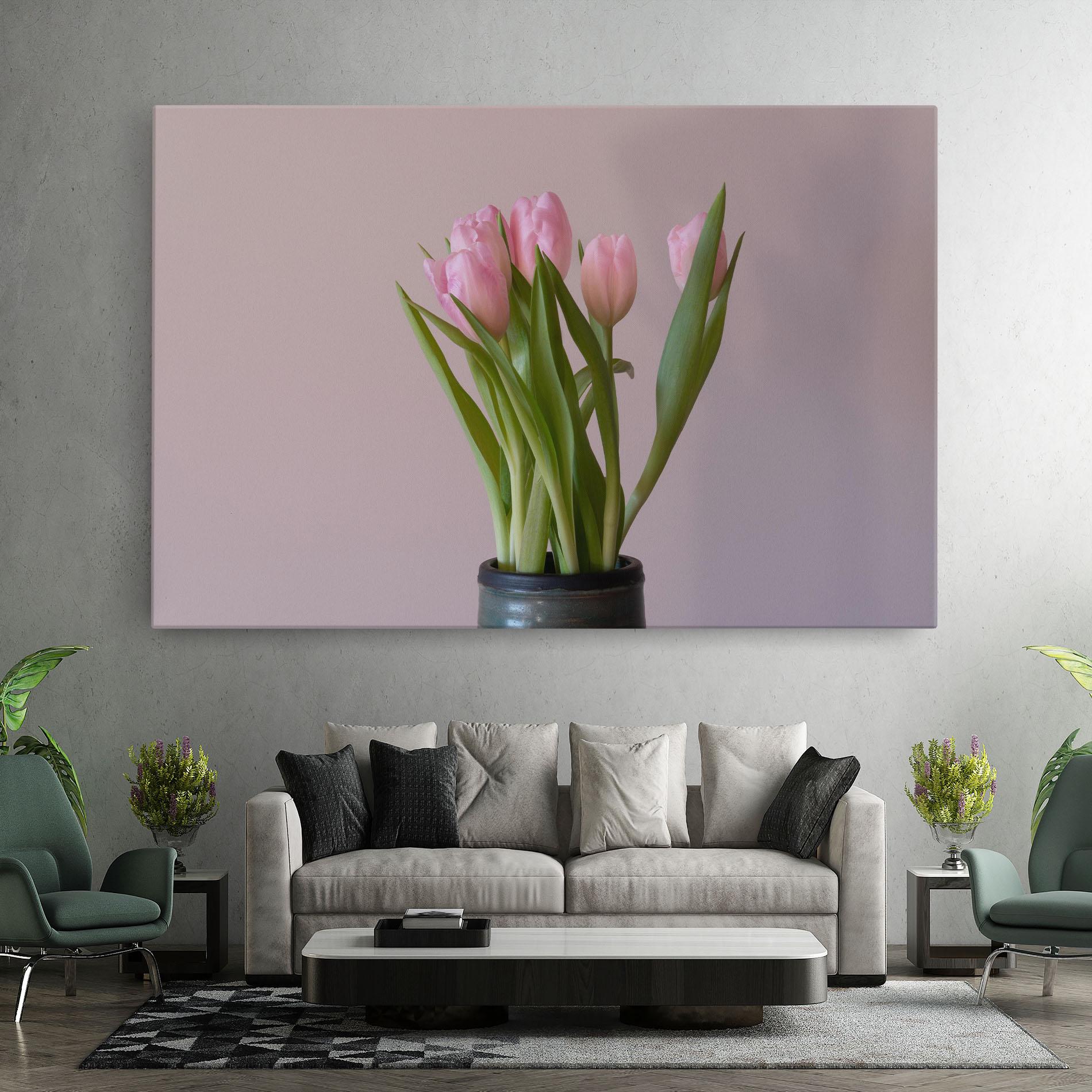 Tablou Canvas Pink Tulips Vase mockup 7