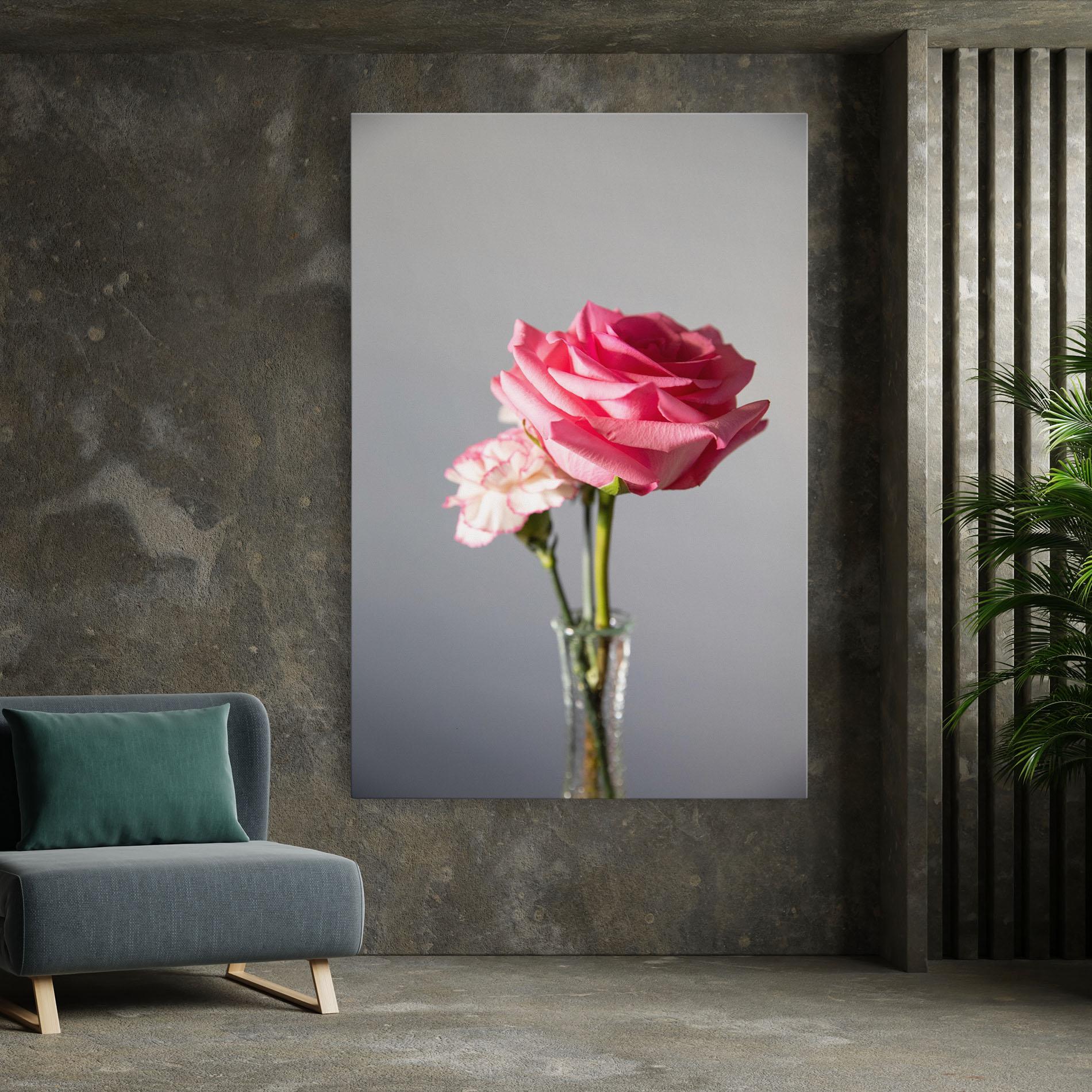 Tablou Canvas Big Pink Rose Vase mockup 7