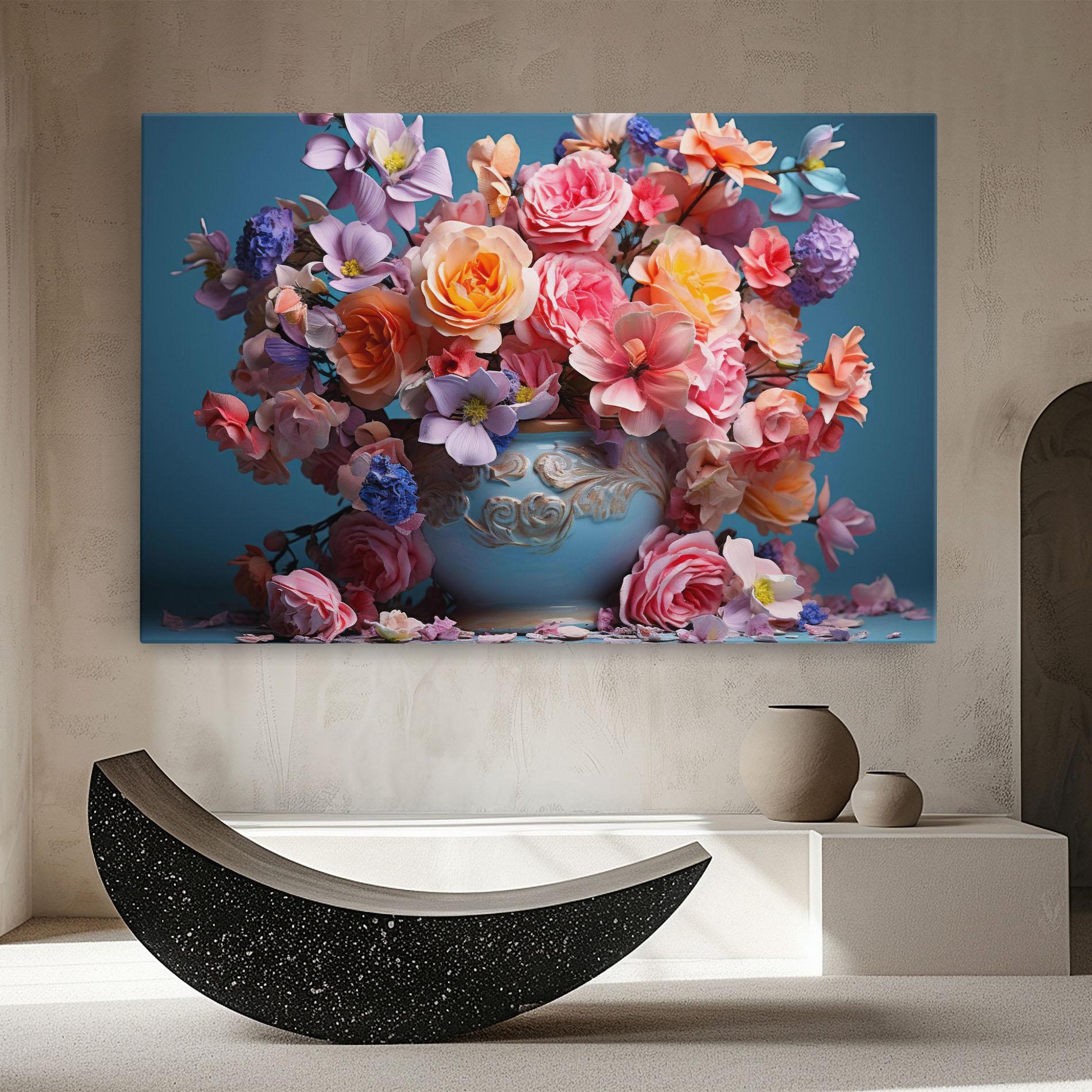 Tablou Canvas Blue Vase Flowers mockup 8