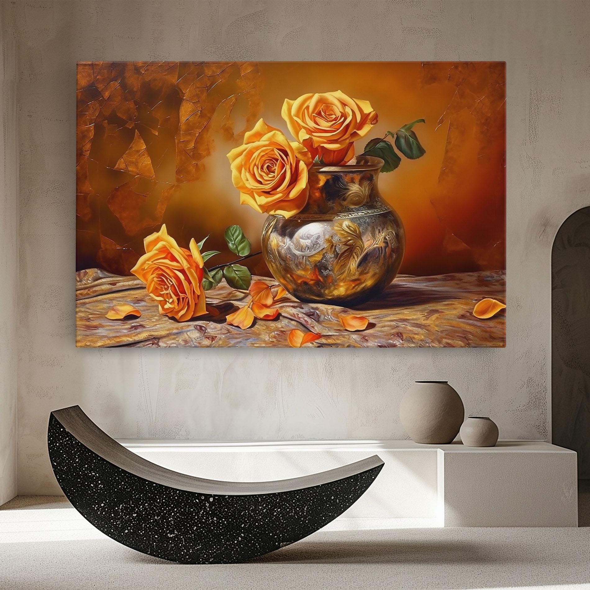Tablou Canvas Orange Roses Vase mockup 8