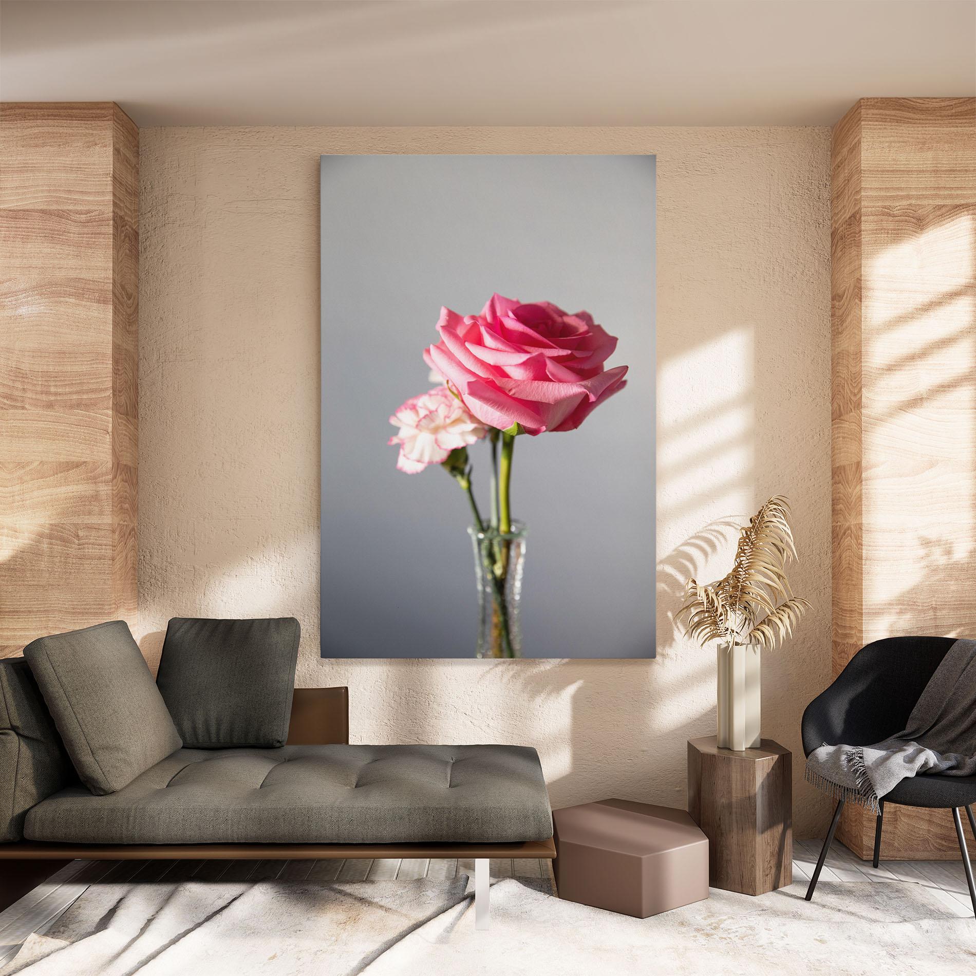 Tablou Canvas Big Pink Rose Vase mockup 8
