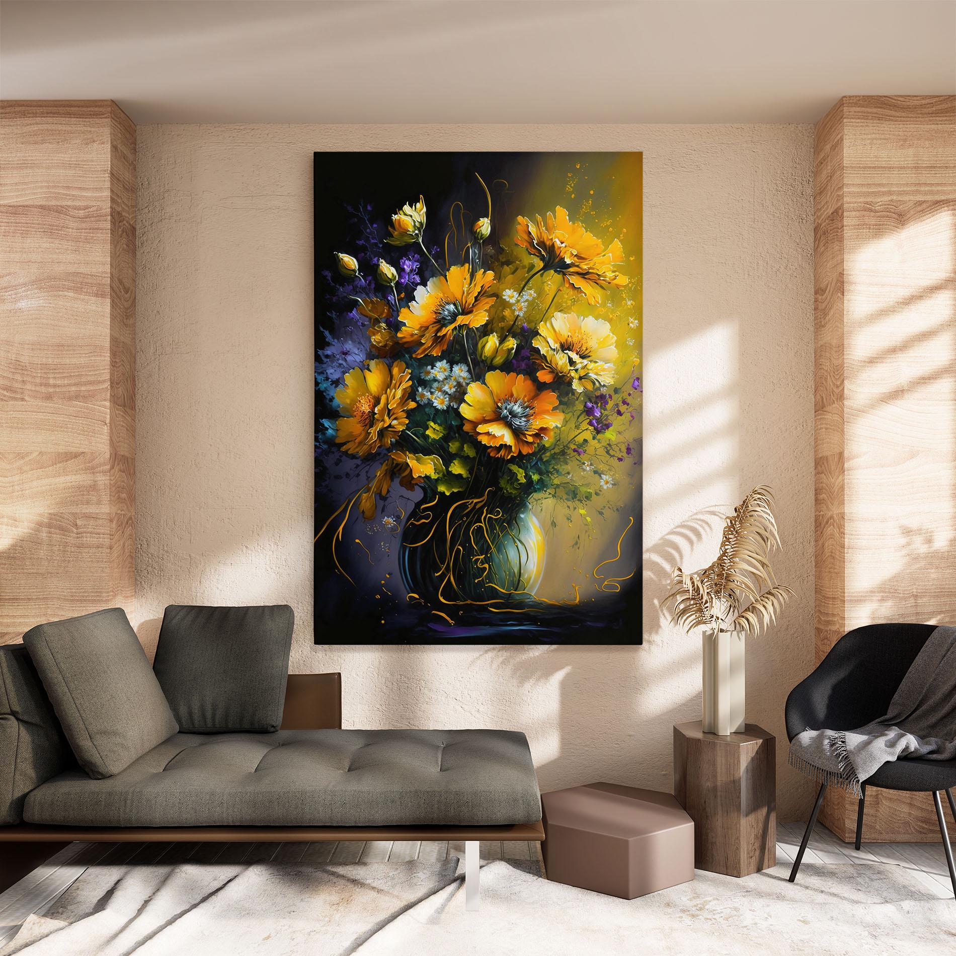 Tablou Canvas Yellow Flower Art Vase mockup 8