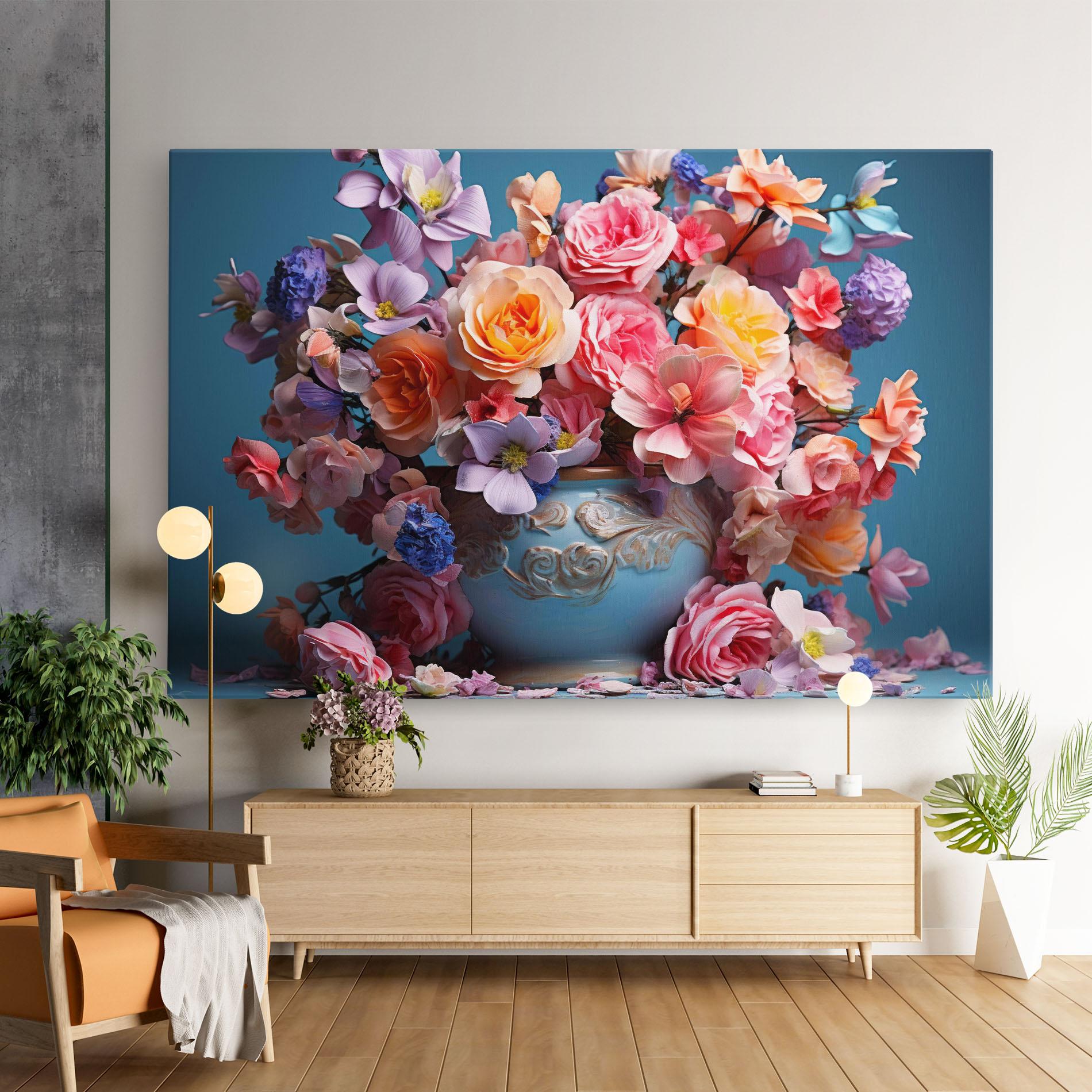 Tablou Canvas Blue Vase Flowers mockup 9