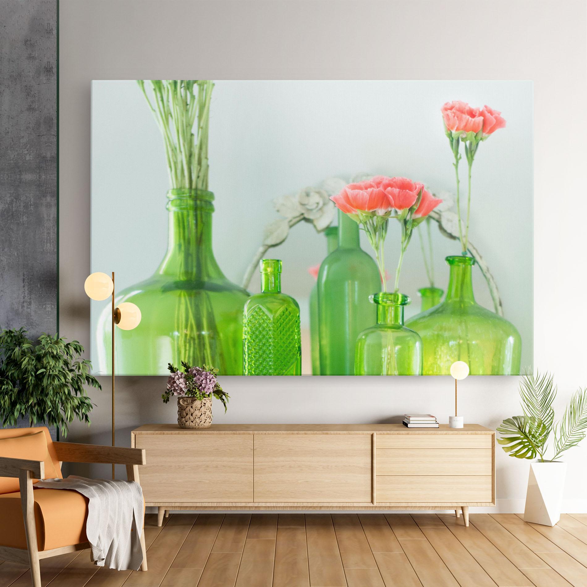 Tablou Canvas Green Vase Flowers mockup 9