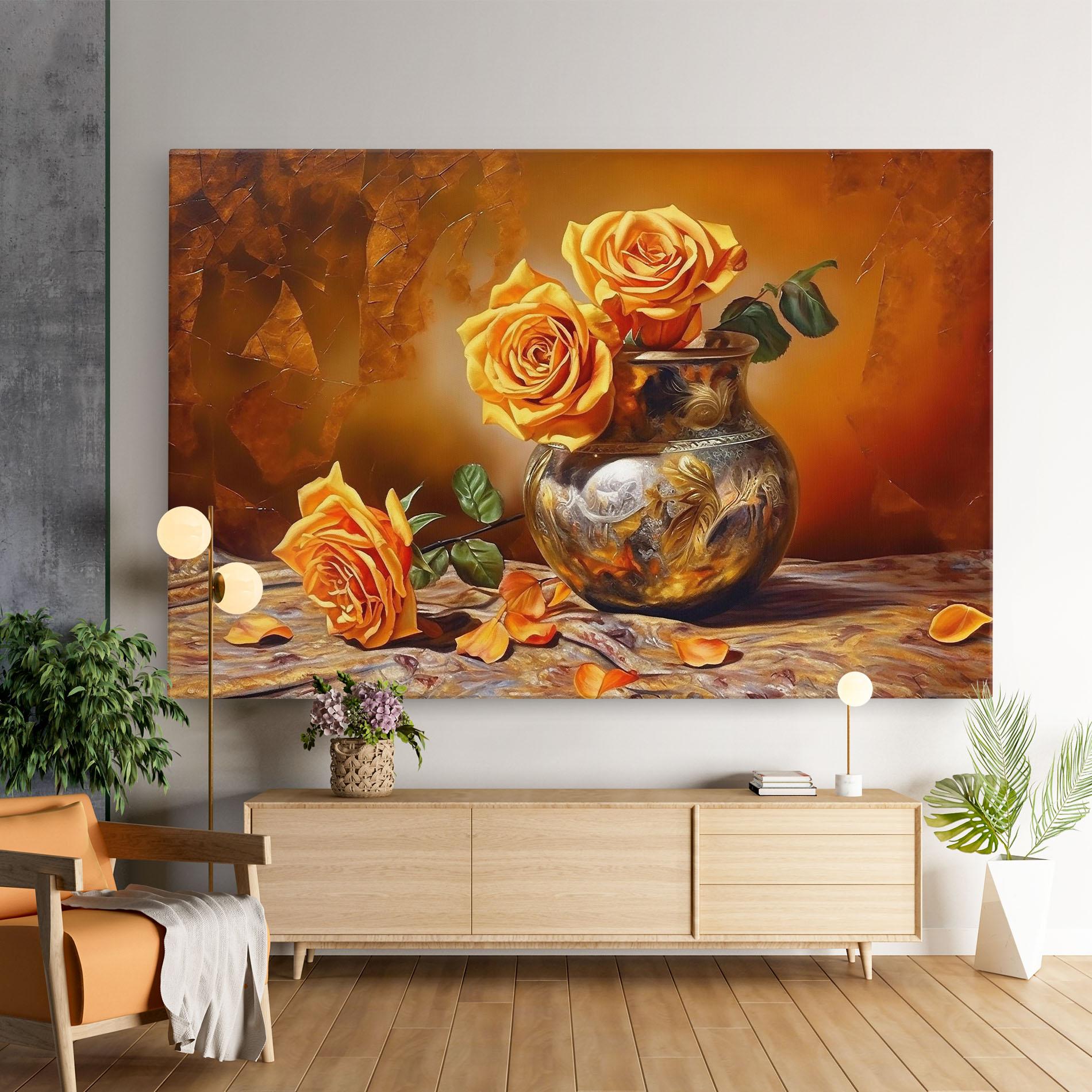 Tablou Canvas Orange Roses Vase mockup 9