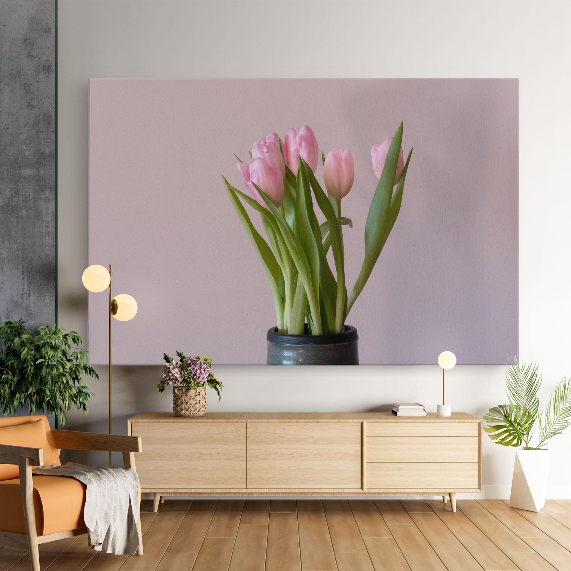 Tablou Canvas Pink Tulips Vase mockup 9