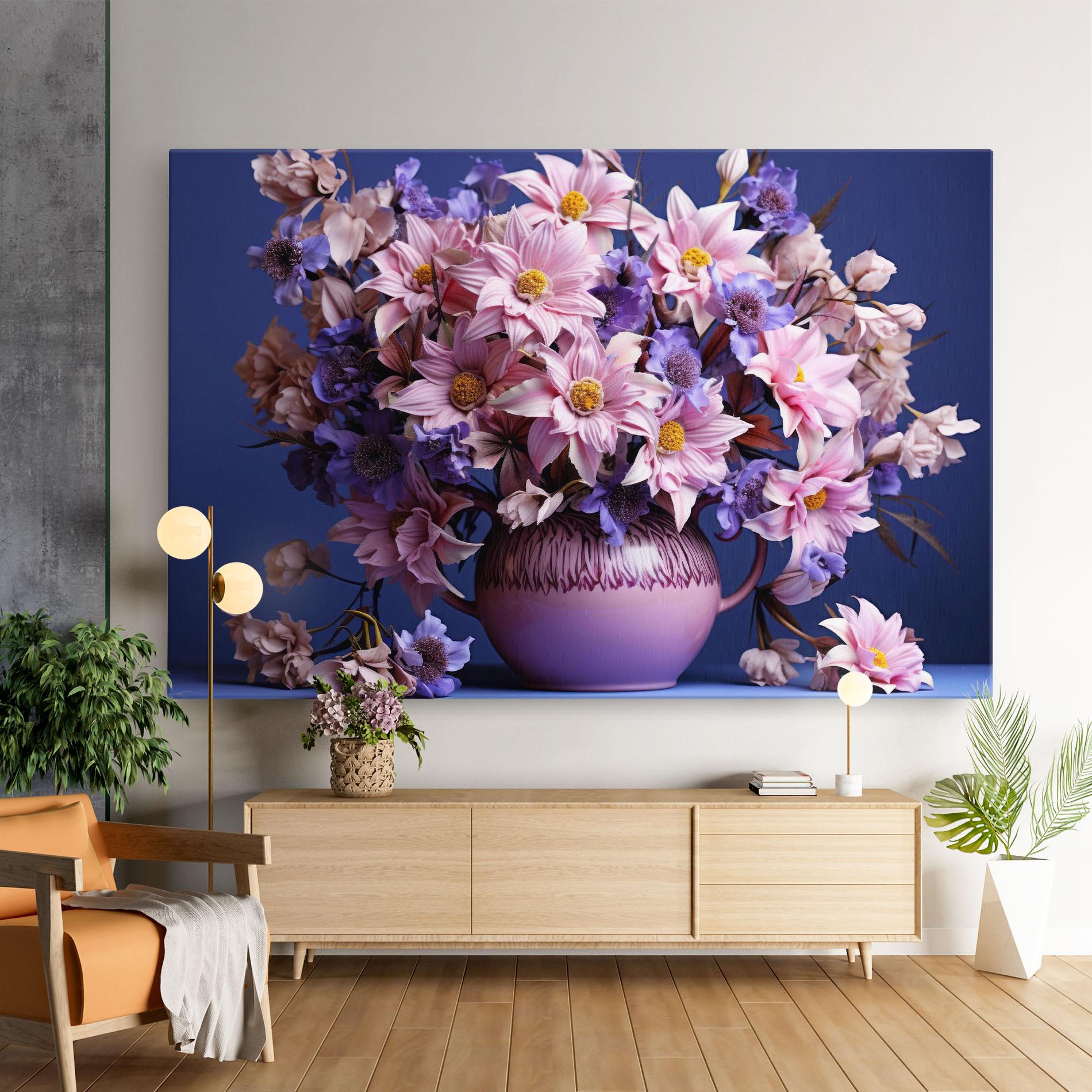 Tablou Canvas Purple Vase Flowers mockup 9