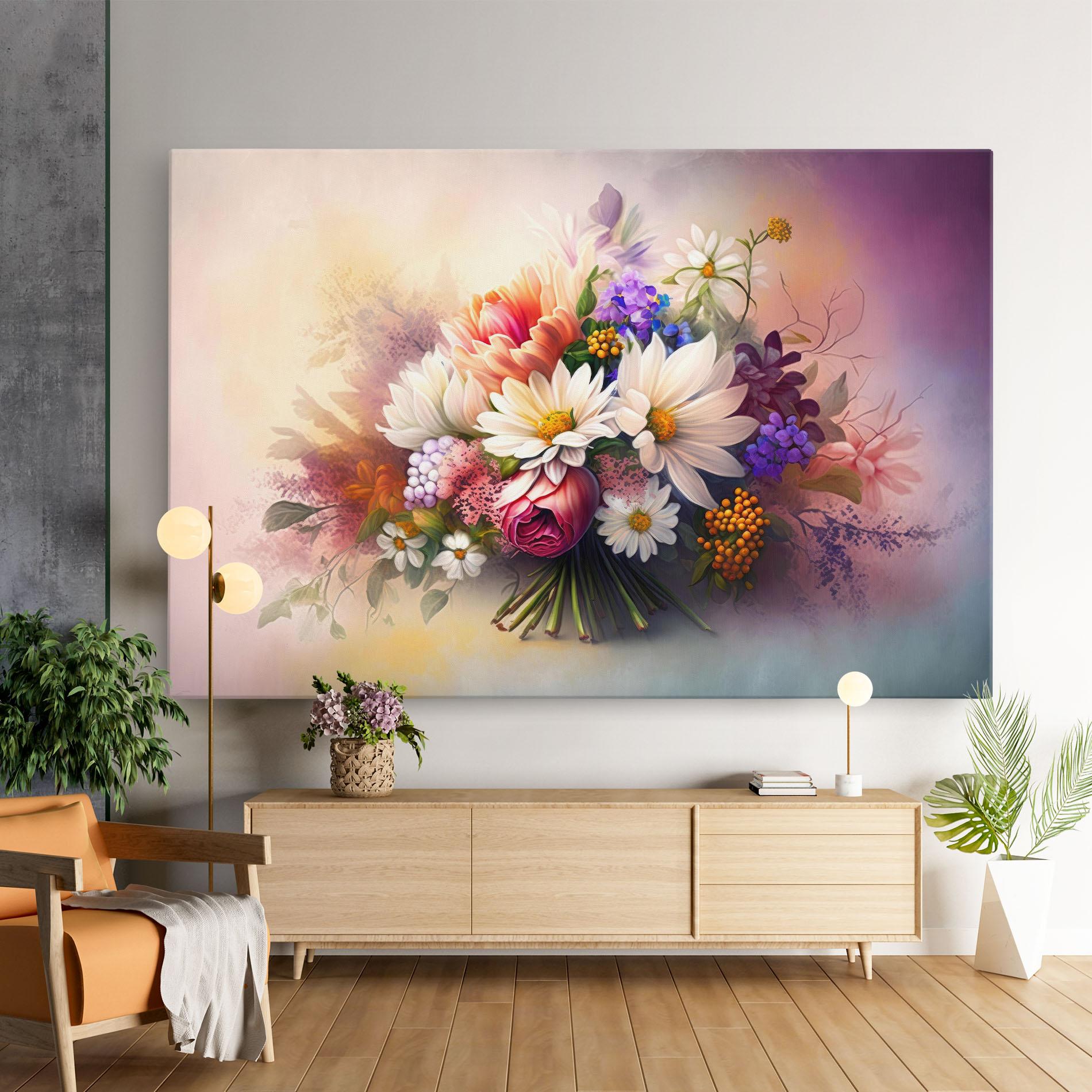 Tablou Canvas Vecteezy_ai Generated Bouquet Of Fresh Spring Flowers On Light_23373362_865 mockup 9