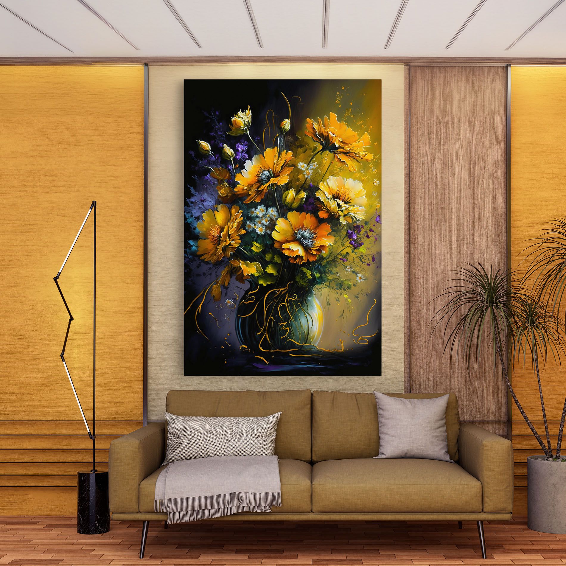 Yellow Flower Art Vase mockup 9