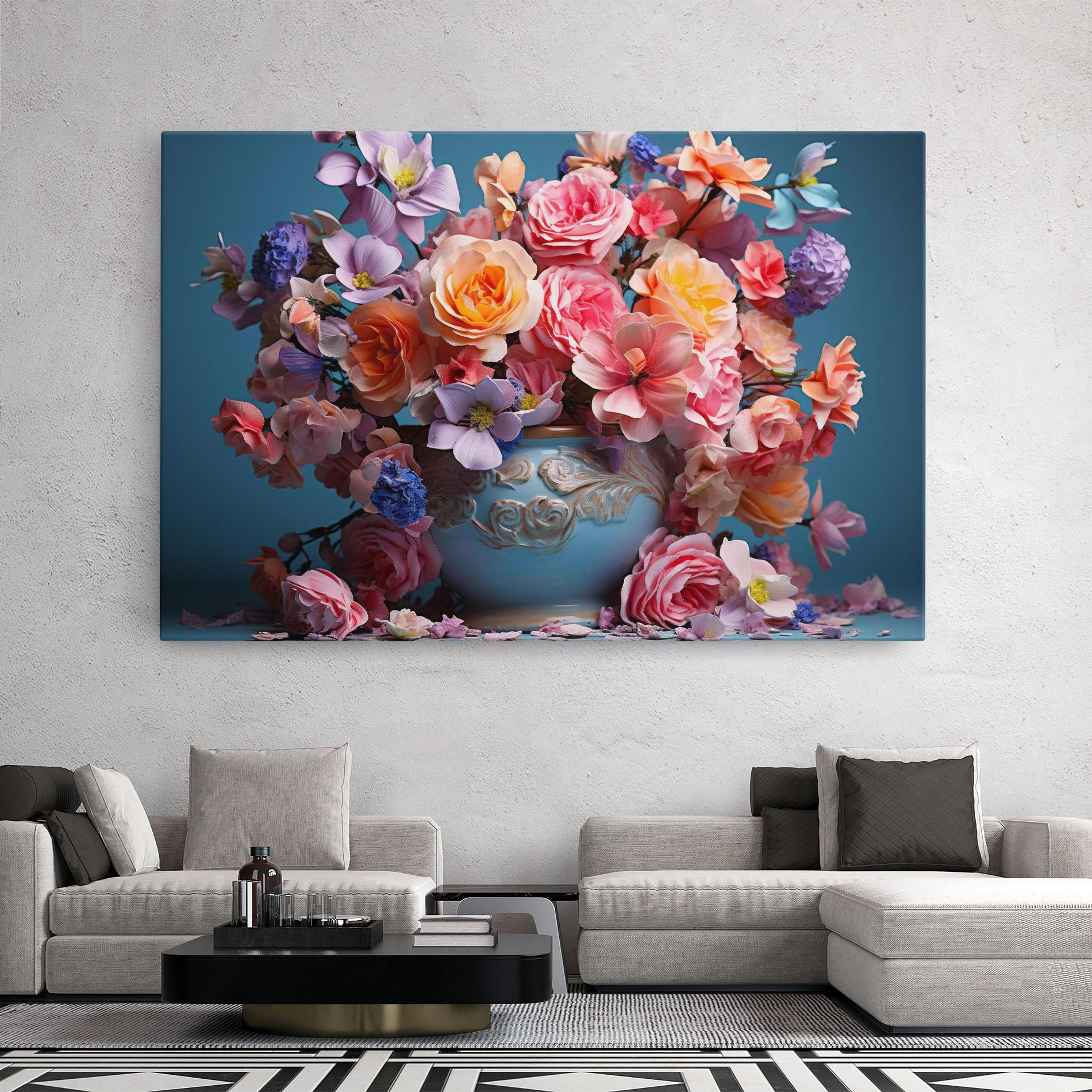 Tablou Canvas Blue Vase Flowers mockup 2