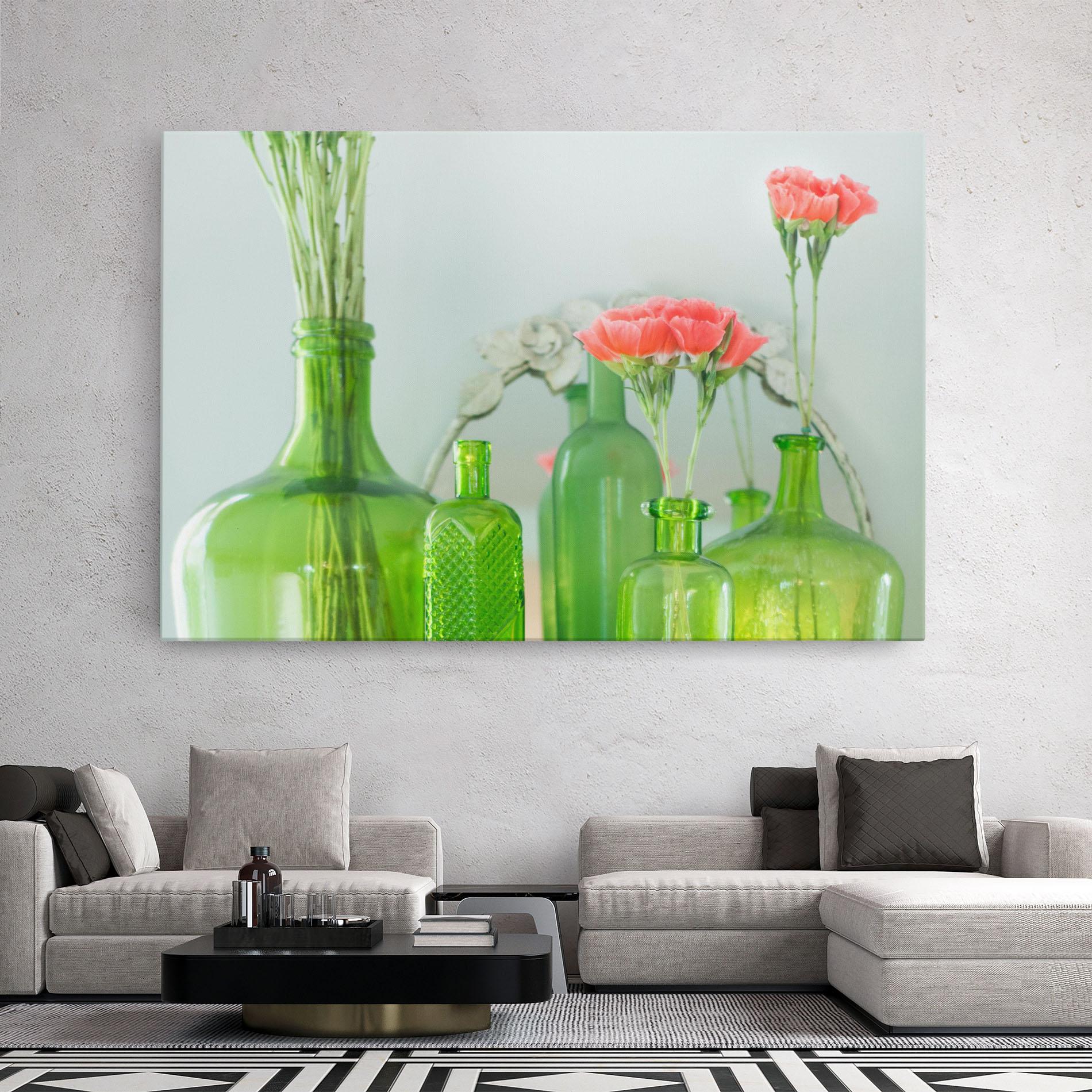 Tablou Canvas Green Vase Flowers mockup 2