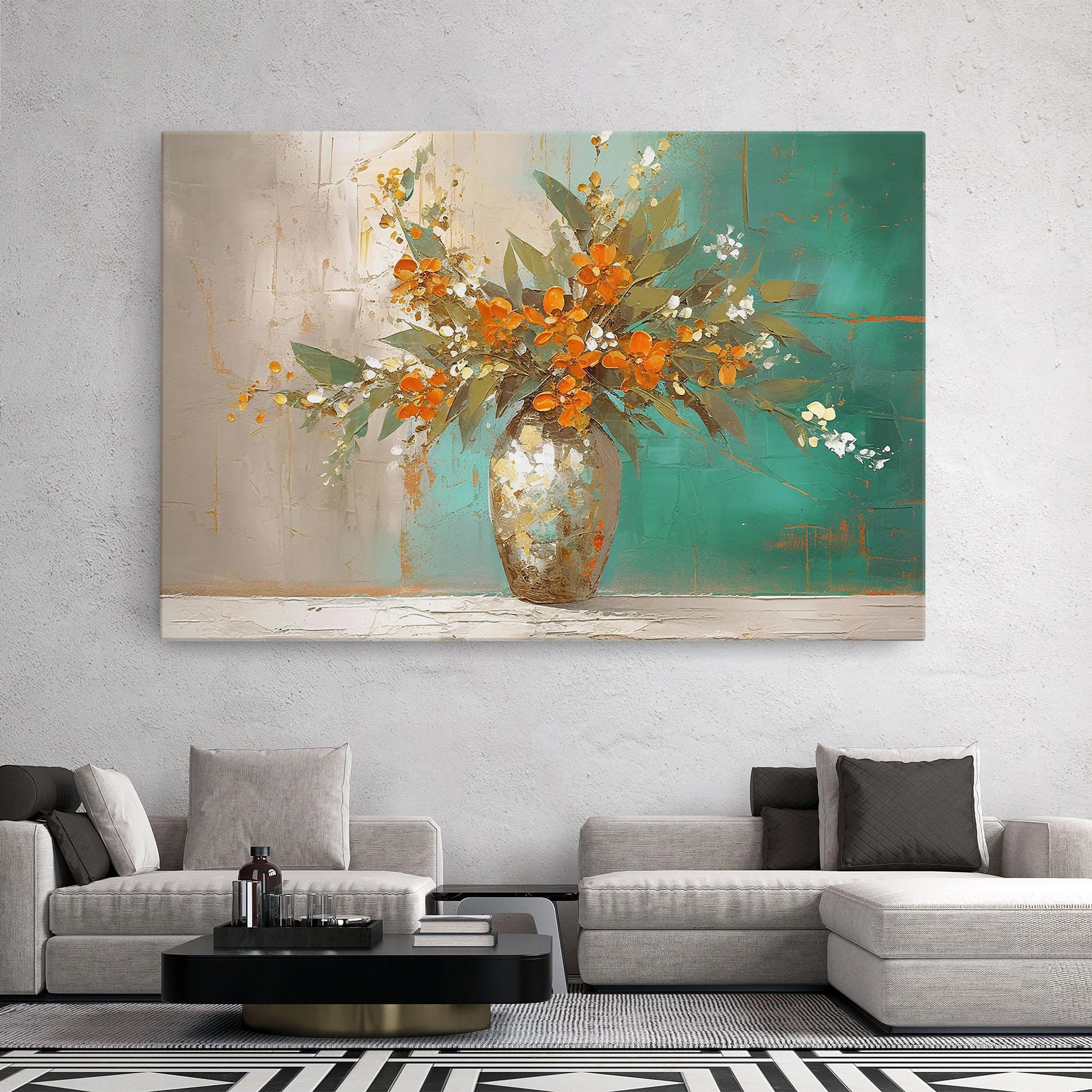 Tablou Canvas Grey Vase Orange mockup 2