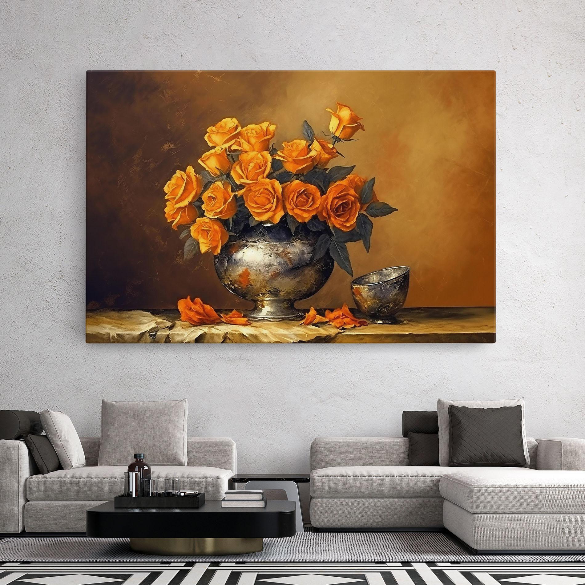 Tablou Canvas Orange Rose Vase mockup 2