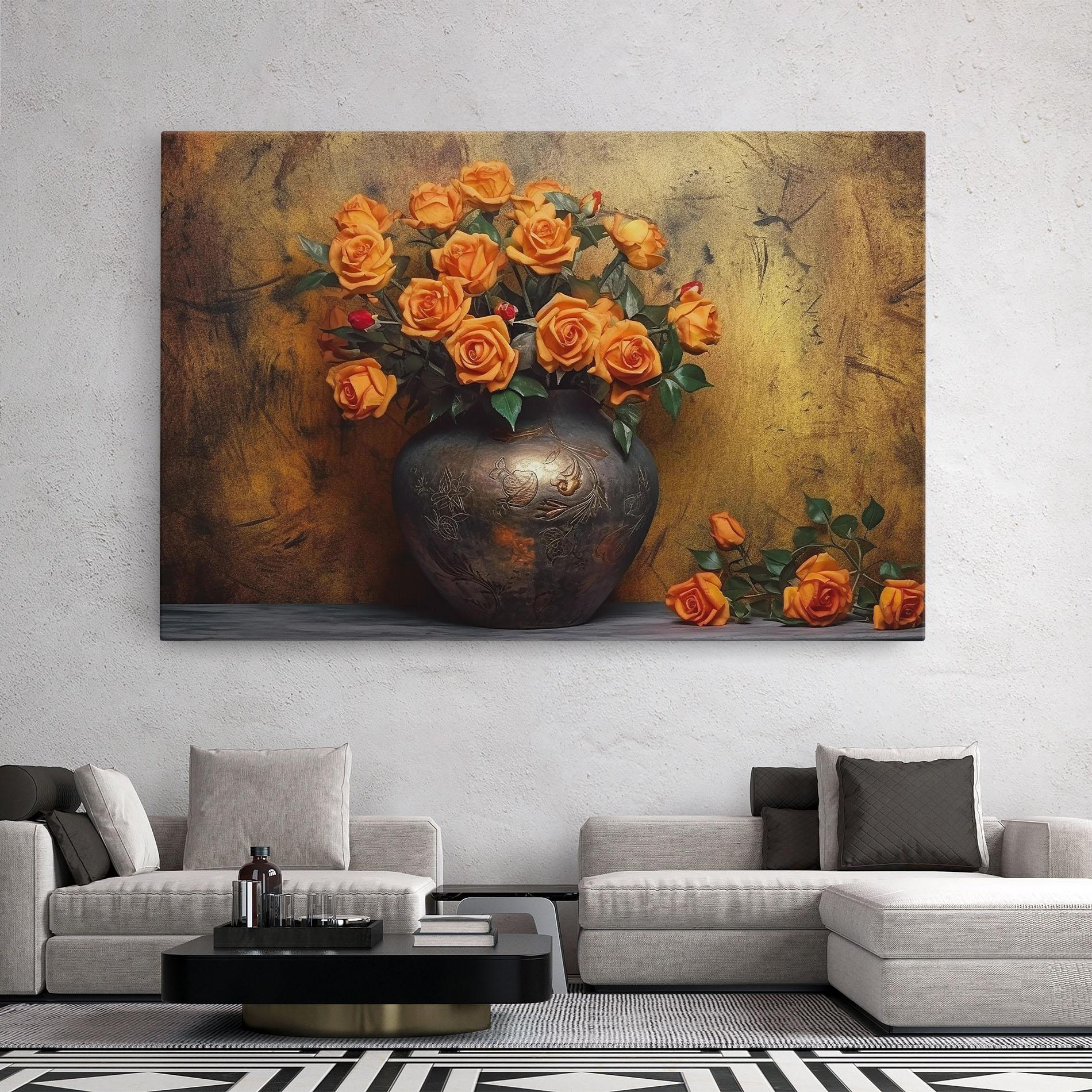 Tablou Canvas Orange Vintage Vase mockup 2