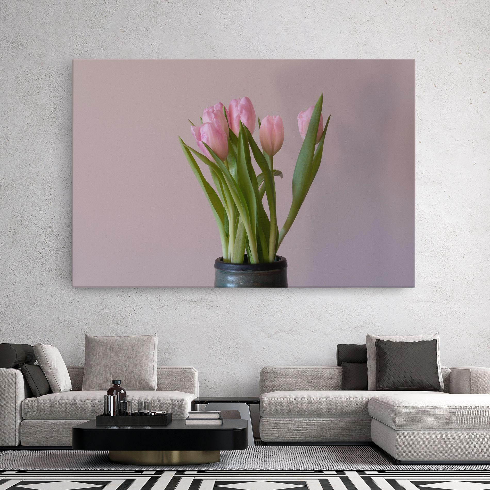 Tablou Canvas Pink Tulips Vase mockup 2