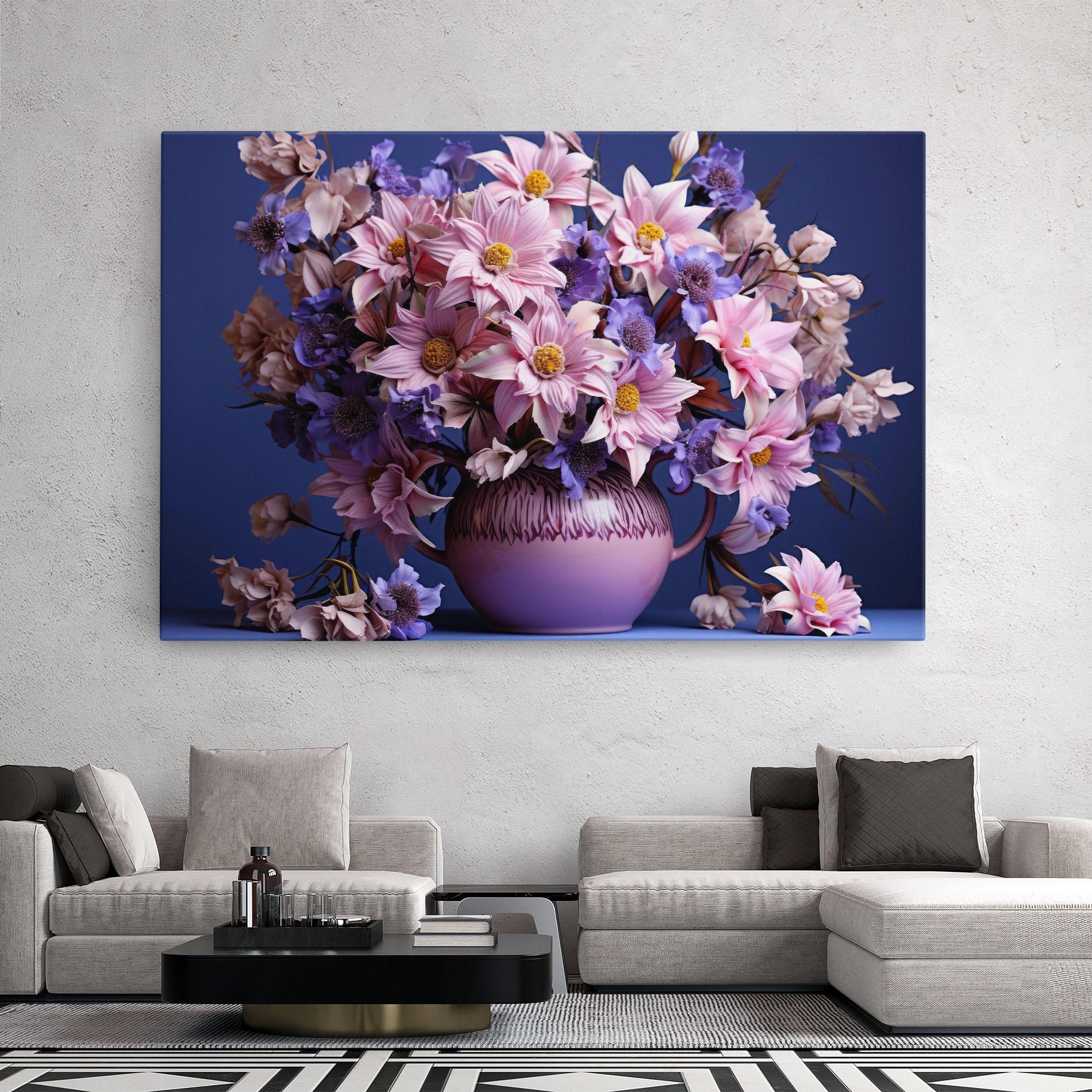 Tablou Canvas Purple Vase Flowers mockup 2