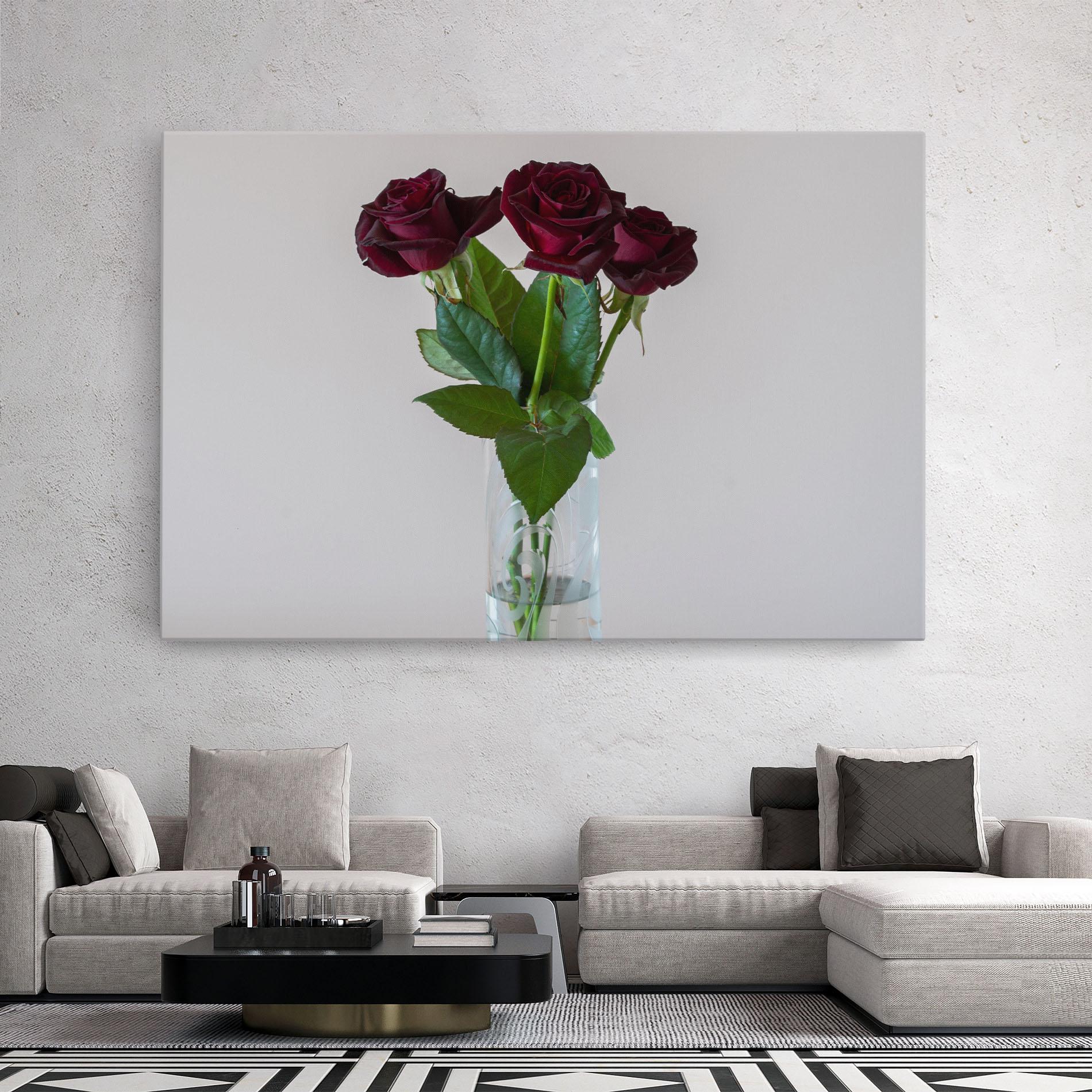 Tablou Canvas Red Roses Vase mockup 2