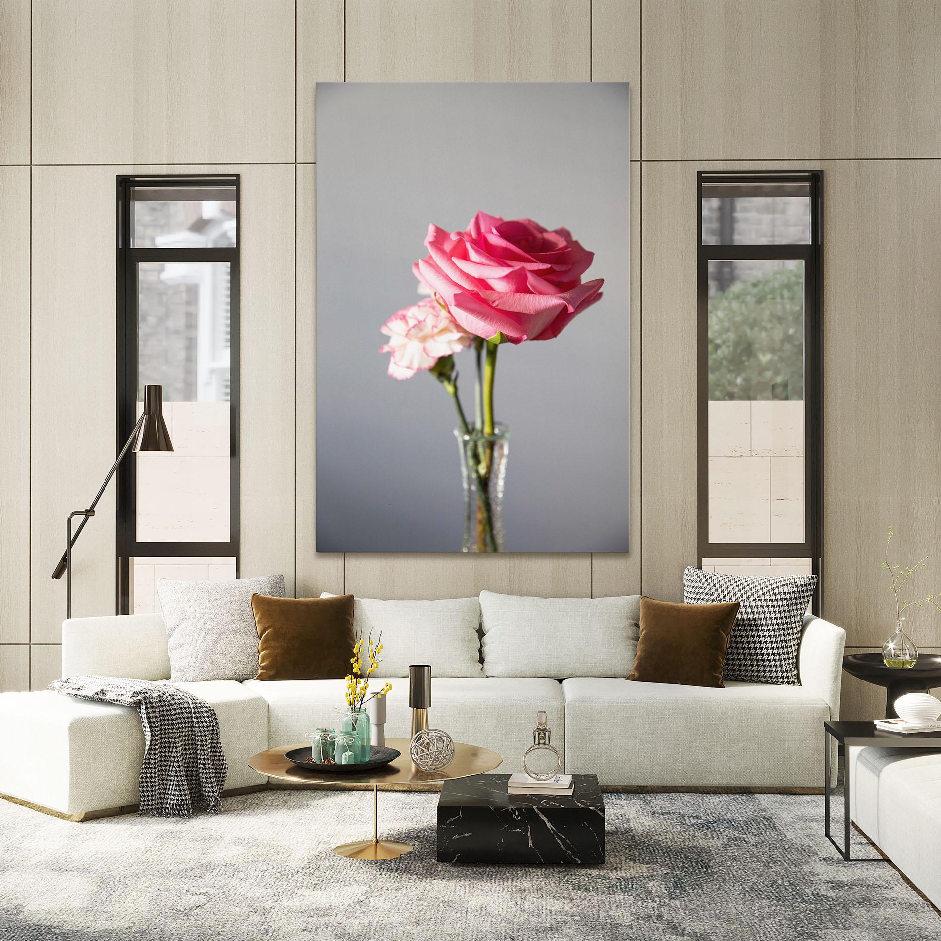 Tablou Canvas Big Pink Rose Vase mockup 2