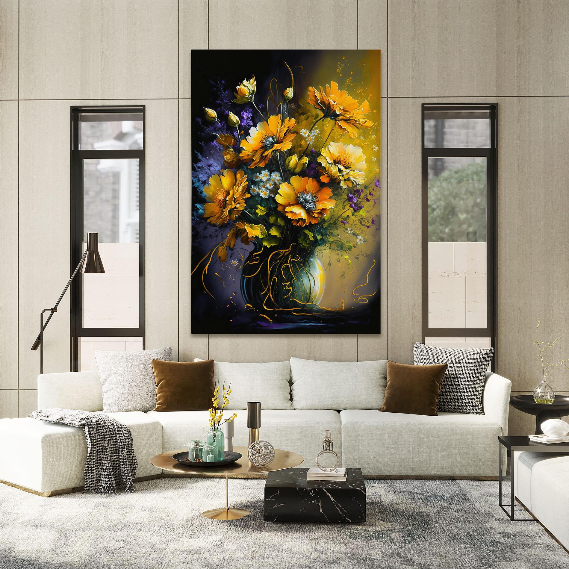 Tablou Canvas Yellow Flower Art Vase mockup 2