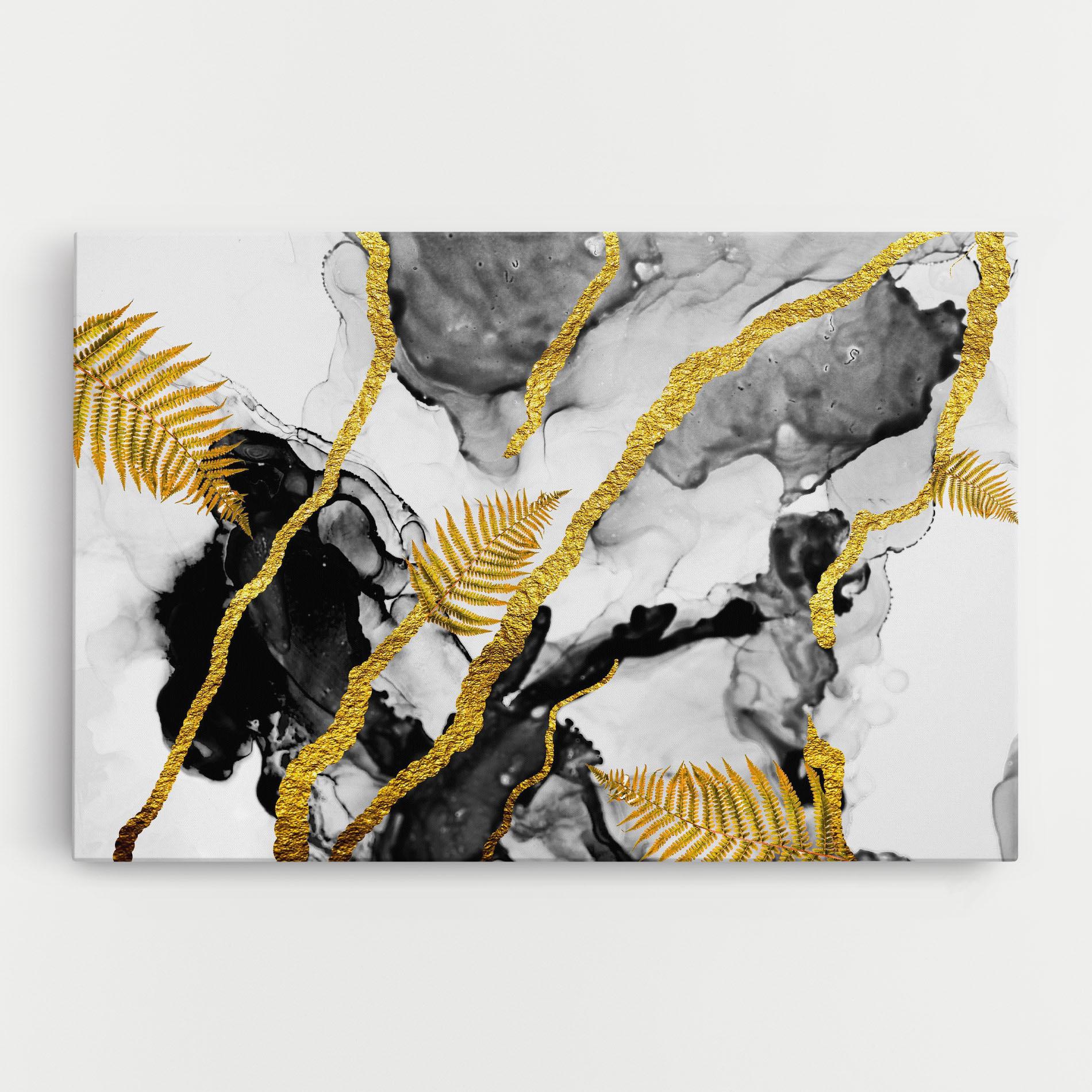 Tablou Canvas Abstract Golden Leaves mockup 0